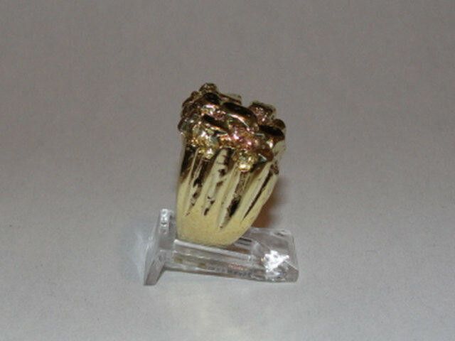 Designer 14 kt Gold Plated White Brass Nugget Metal Ring Size ONE SIZE - 3 Thumbnail