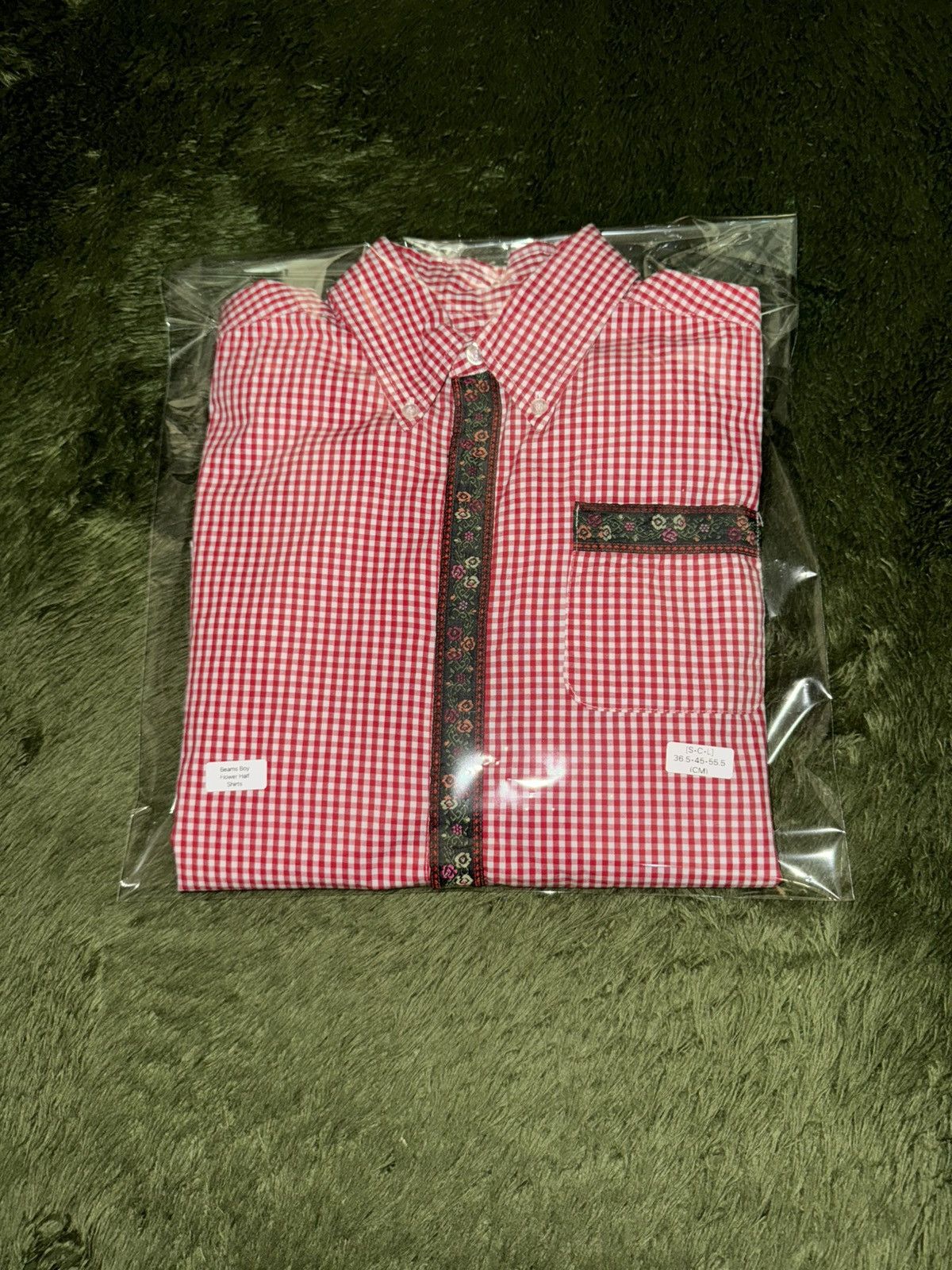 Beams Japan BEAMS BOY Floral Jacquard Check Half Shirt Red Size S / US 4 / IT 40 - 12 Thumbnail