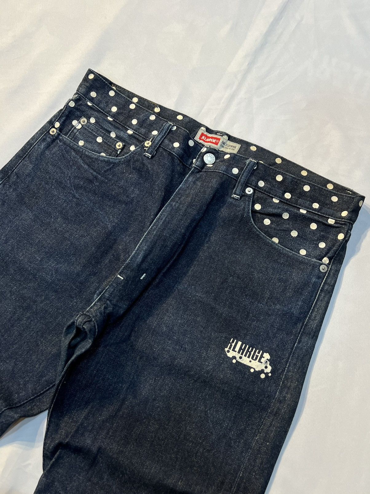 Japanese Brand × Xlarge X-LARGE POLKA DOTS PATTERN SELVEDGE DENIM PANT Size US 33 - 6 Thumbnail