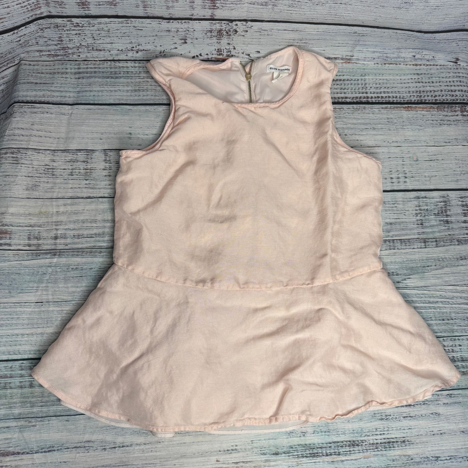 Club Monaco Club Monaco Pink Peplum Sleeveless Linen Blend Blouse XS Size XS / US 0-2 / IT 36-38 - 1 Thumbnail