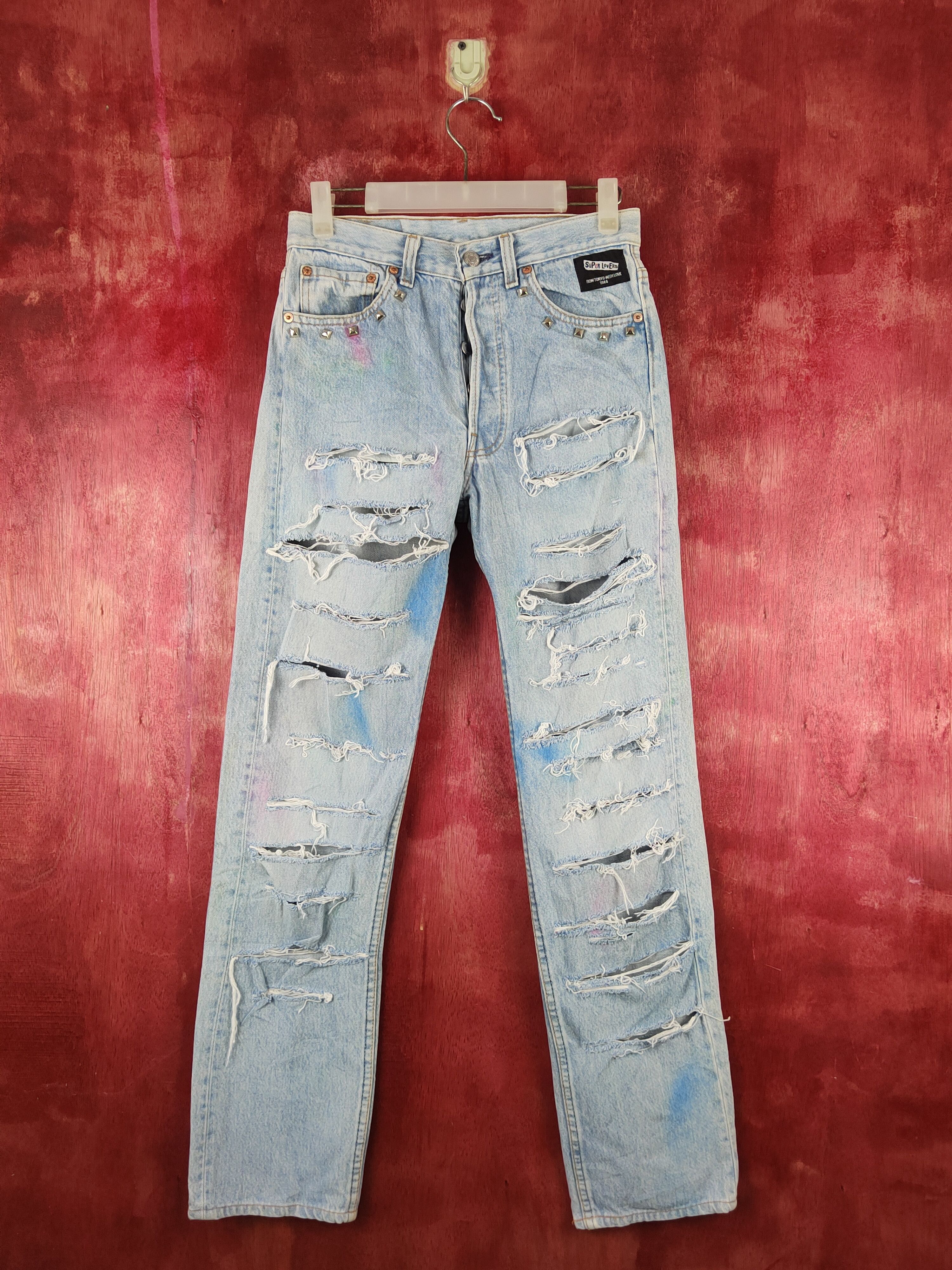 Levi's DL 501 Levi's X Super Lovers Distressed Ripped denim #S2358 Size US 28 / EU 44 - 1 Thumbnail