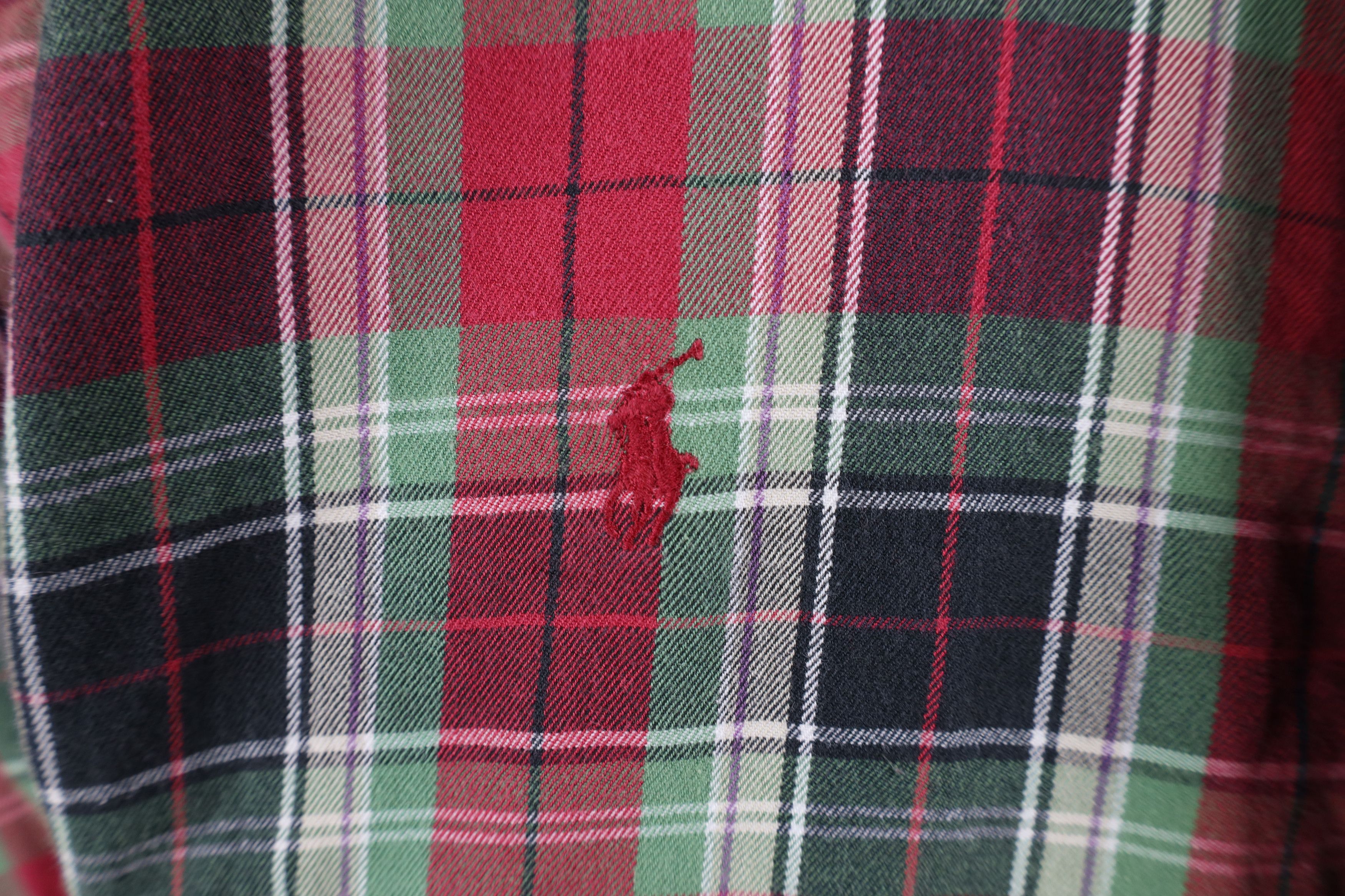 Ralph Lauren × Vintage Vintage 90s Ralph Lauren Collared Flannel Button Down Shirt Size US XL / EU 56 / 4 - 4 Thumbnail