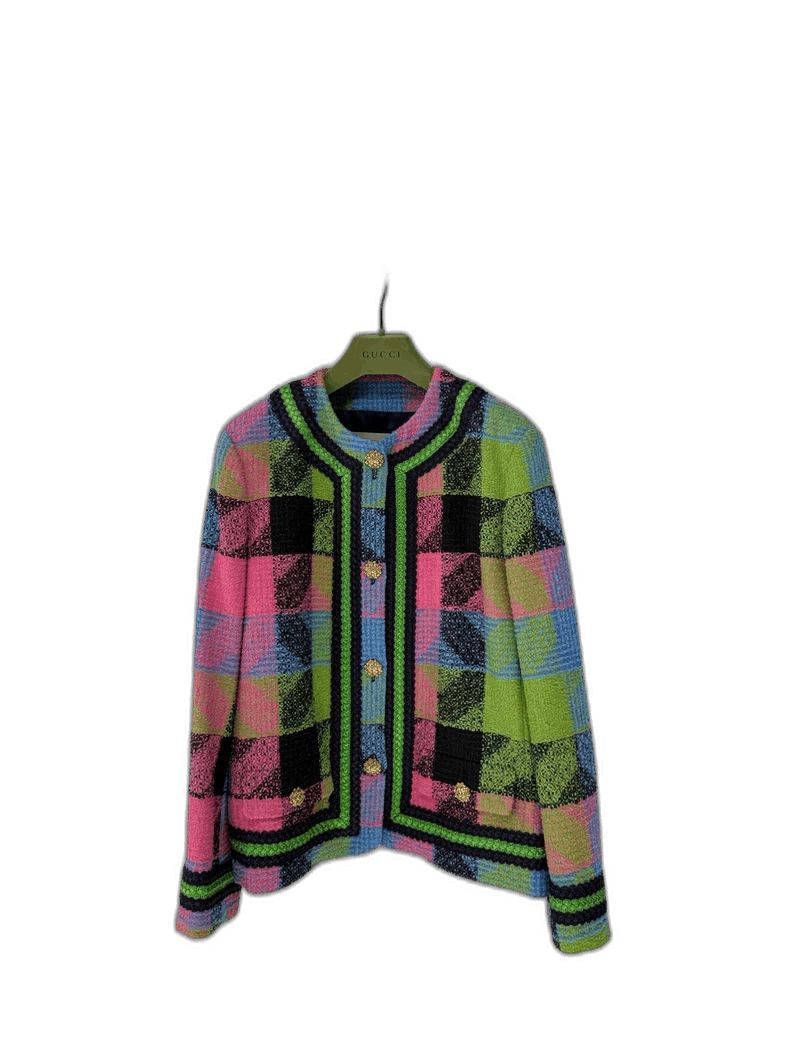 Gucci Gucci Colorful Woven Jacket with Gold Buttons Size L / US 10 / IT 46 - 1 Thumbnail