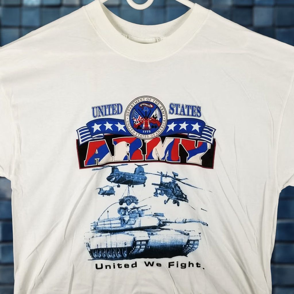 Gildan VINTAGE United We Fight Men T-Shirt XL White Sept 11 Army Recruit tee Helicopter Size US XL / EU 56 / 4 - 1 Thumbnail