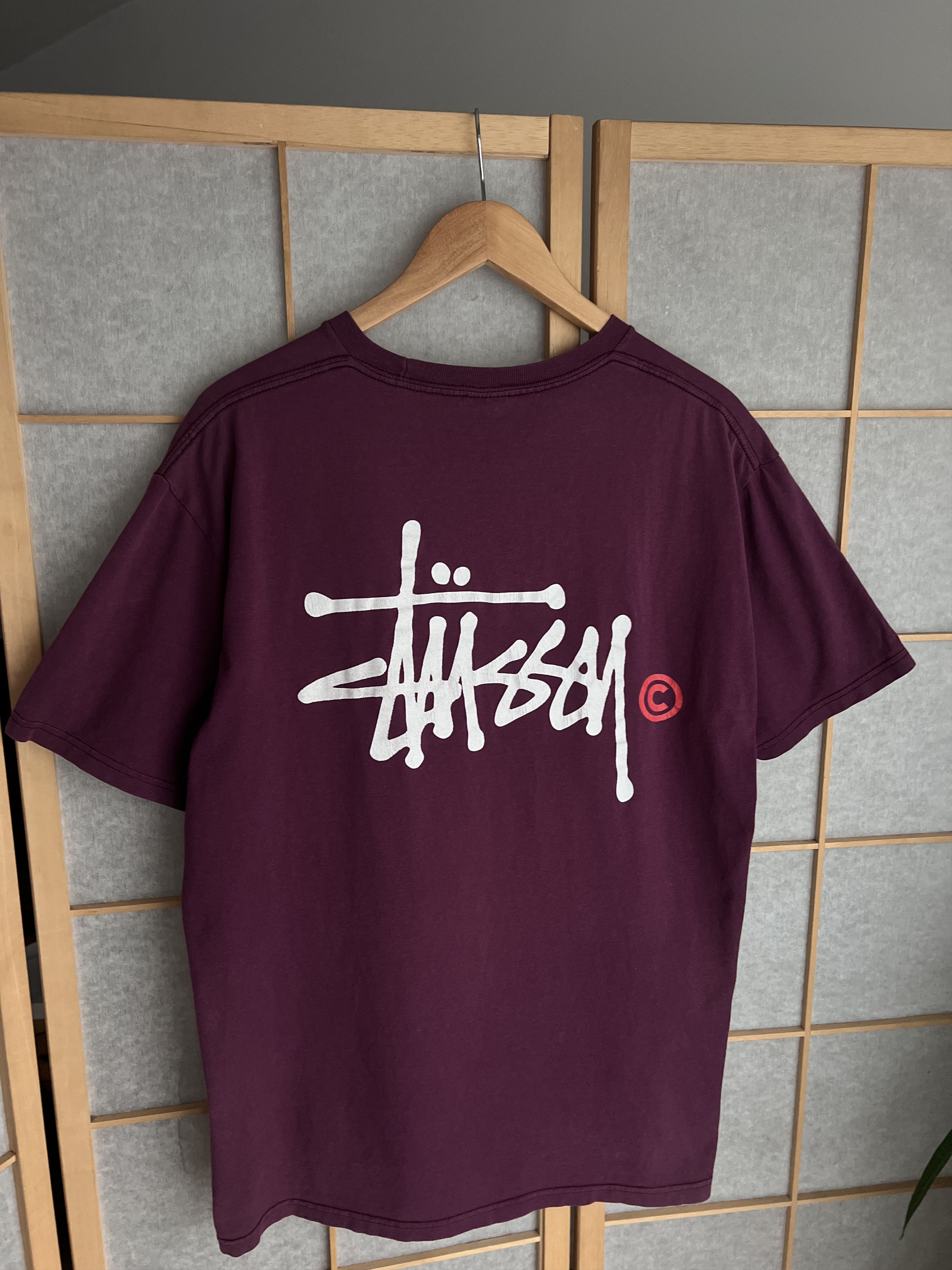 Stussy Crazy Stussy sunfaded burgundy vintage big back logo t shirt Size US L / EU 52-54 / 3 - 1 Thumbnail
