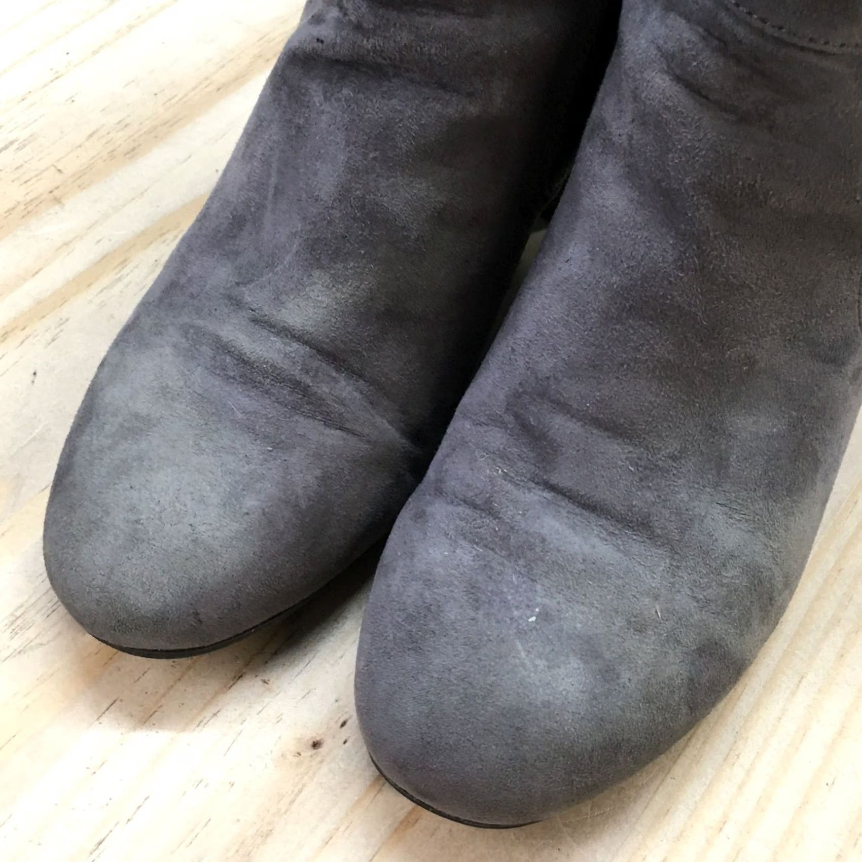 Vintage Kelly & Katie Boots Womens 7.5 Thelima Ankle Booties Gray Suede Heels Side Zip Boot Size US 8 / IT 38 - 5 Thumbnail
