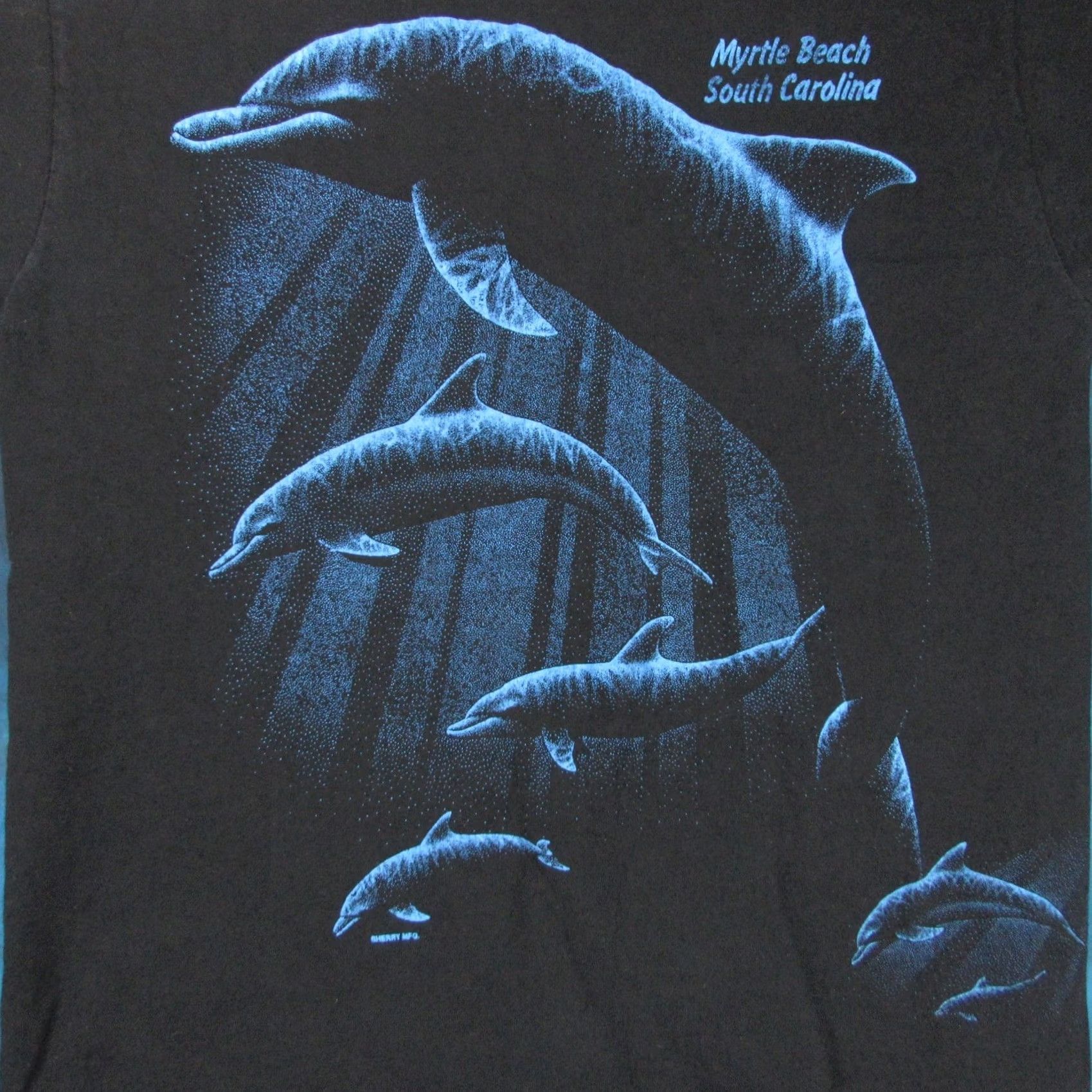 Vintage vtg Myrtle Beach Dolphin Ocean Wrap-Around Print T-Shirt M Mens Black 90s 80s Shirt Size US M / EU 48-50 / 2 - 6 Thumbnail