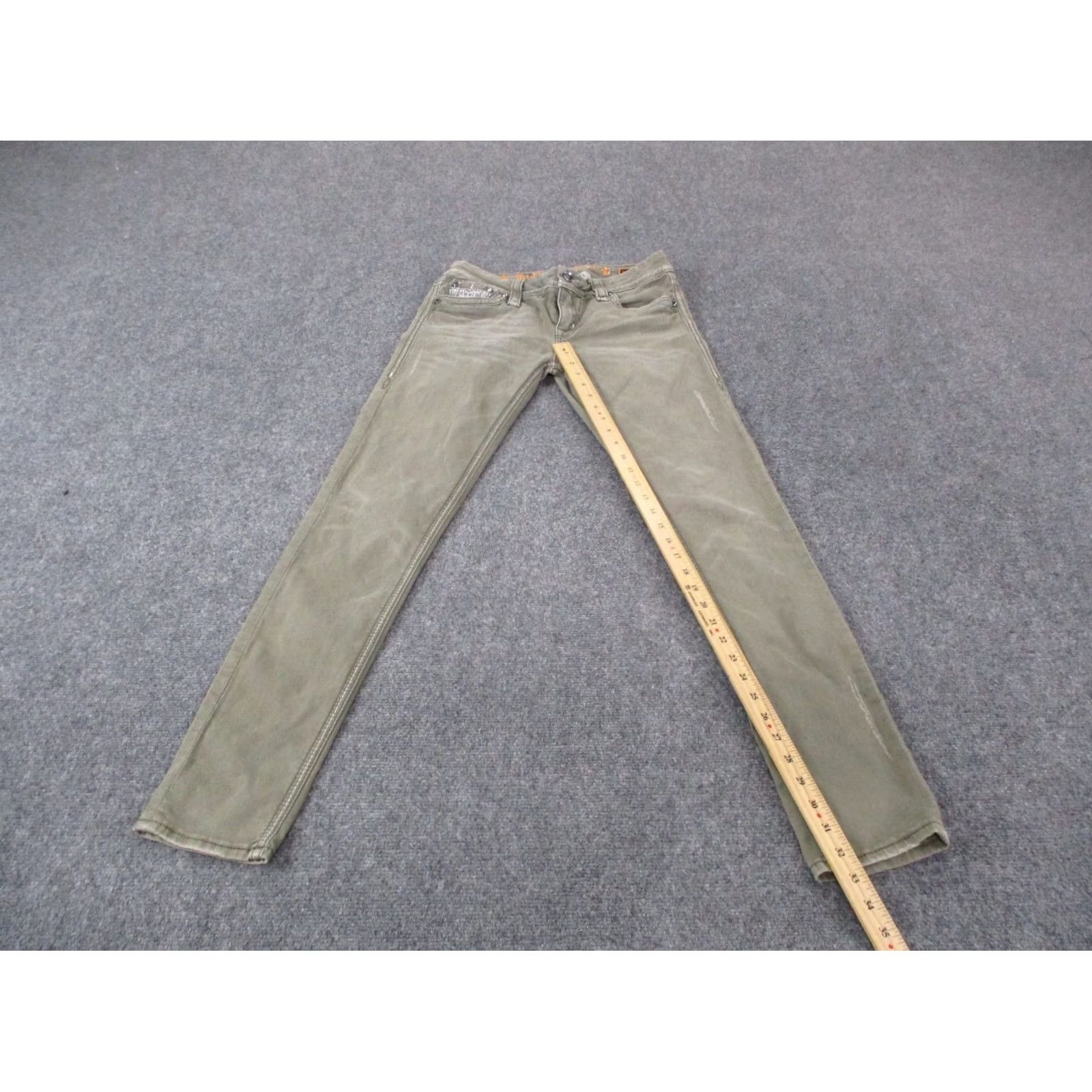 Vintage Rock Revival Jeans Womens 28 Green Denim Margie Skinny Faded Casual Rock USA Theme Vintage No N/A Size 28" / US 6 / IT 42 - 3 Thumbnail