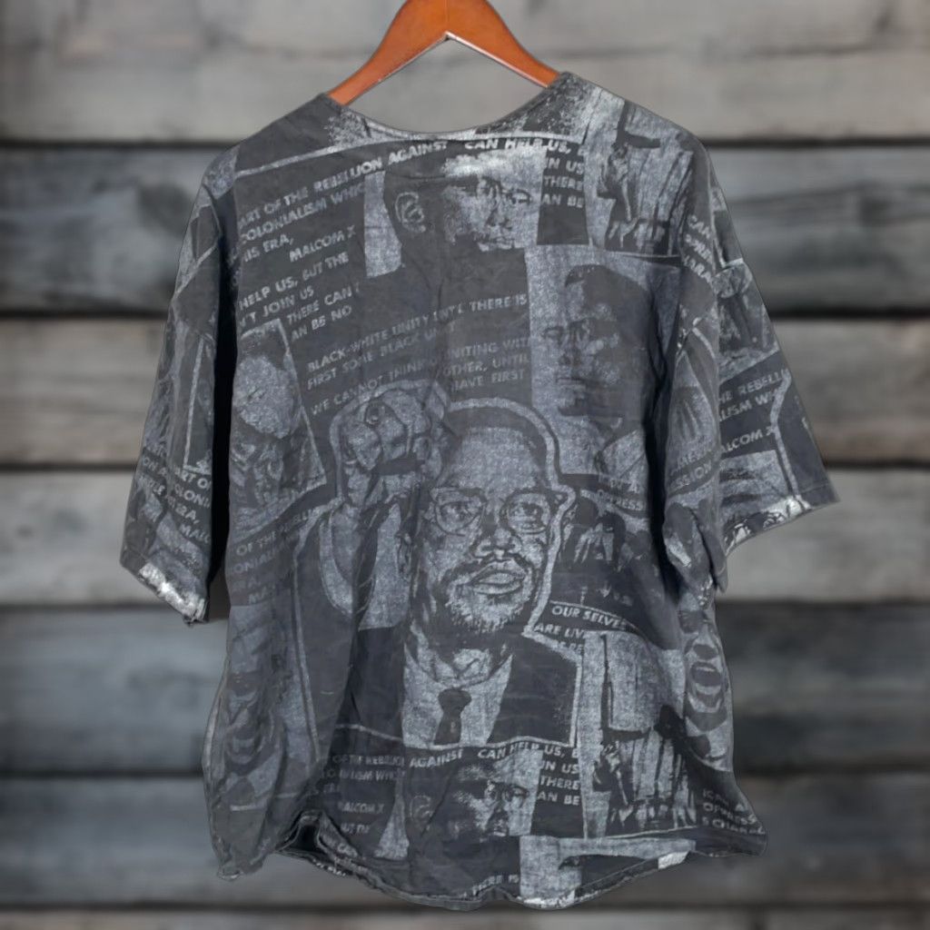 Vintage VINTAGE Malcolm X AOP Baseball Jersey T-Shirt XL Black Men Short Sleeve Crew Neck 90s Hip Hop Retro Single Stitch Cotton Size US XL / EU 56 / 4 - 1 Thumbnail