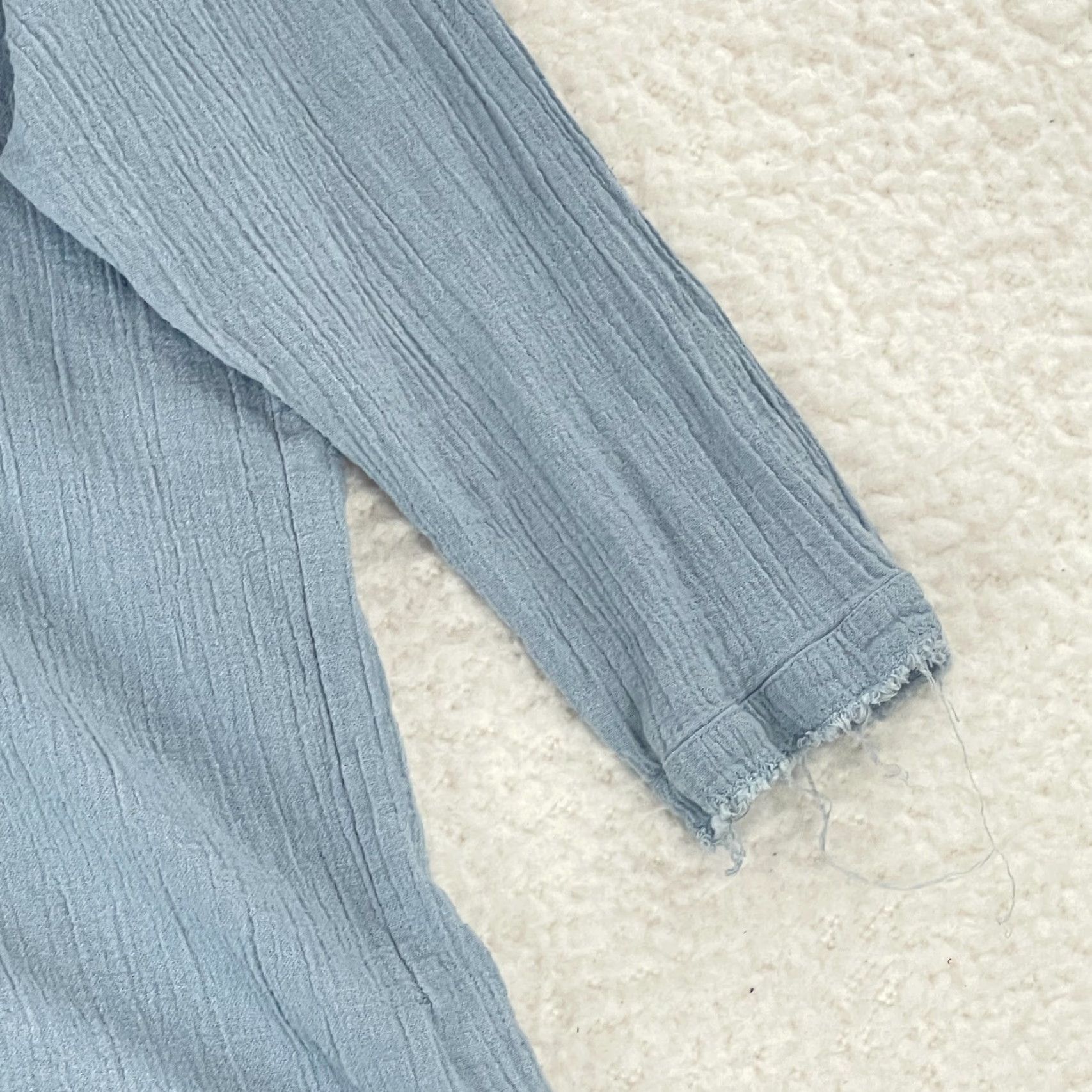 Vintage Z & L Button-Up Shirt Womens Medium Blue 3/4 Sleeve 100% Cotton V-Neck Casual Size M / US 6-8 / IT 42-44 - 5 Thumbnail