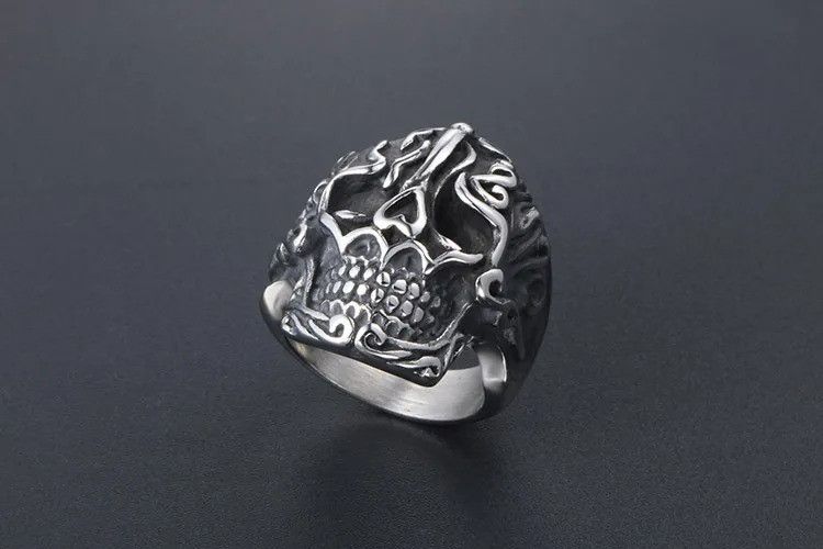Jewelry Retro Skull Ring With Lucky Size ONE SIZE - 1 Thumbnail