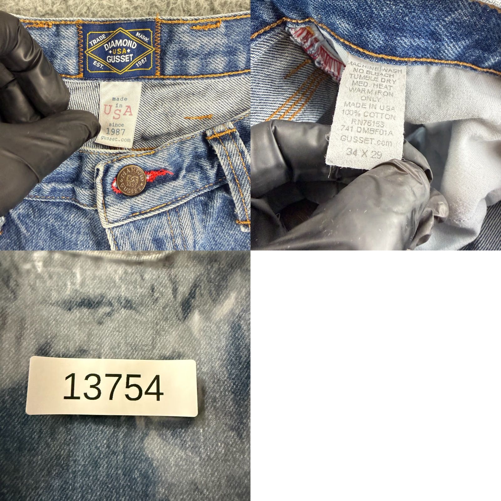 Vintage Vintage Diamond Gusset Jeans Mens 34 x 29 Blue Denim Straight Leg Made in USA Jeans Regular 34 Blue USA City College Geek Grunge USA Men Size US 34 / EU 50 - 9 Thumbnail