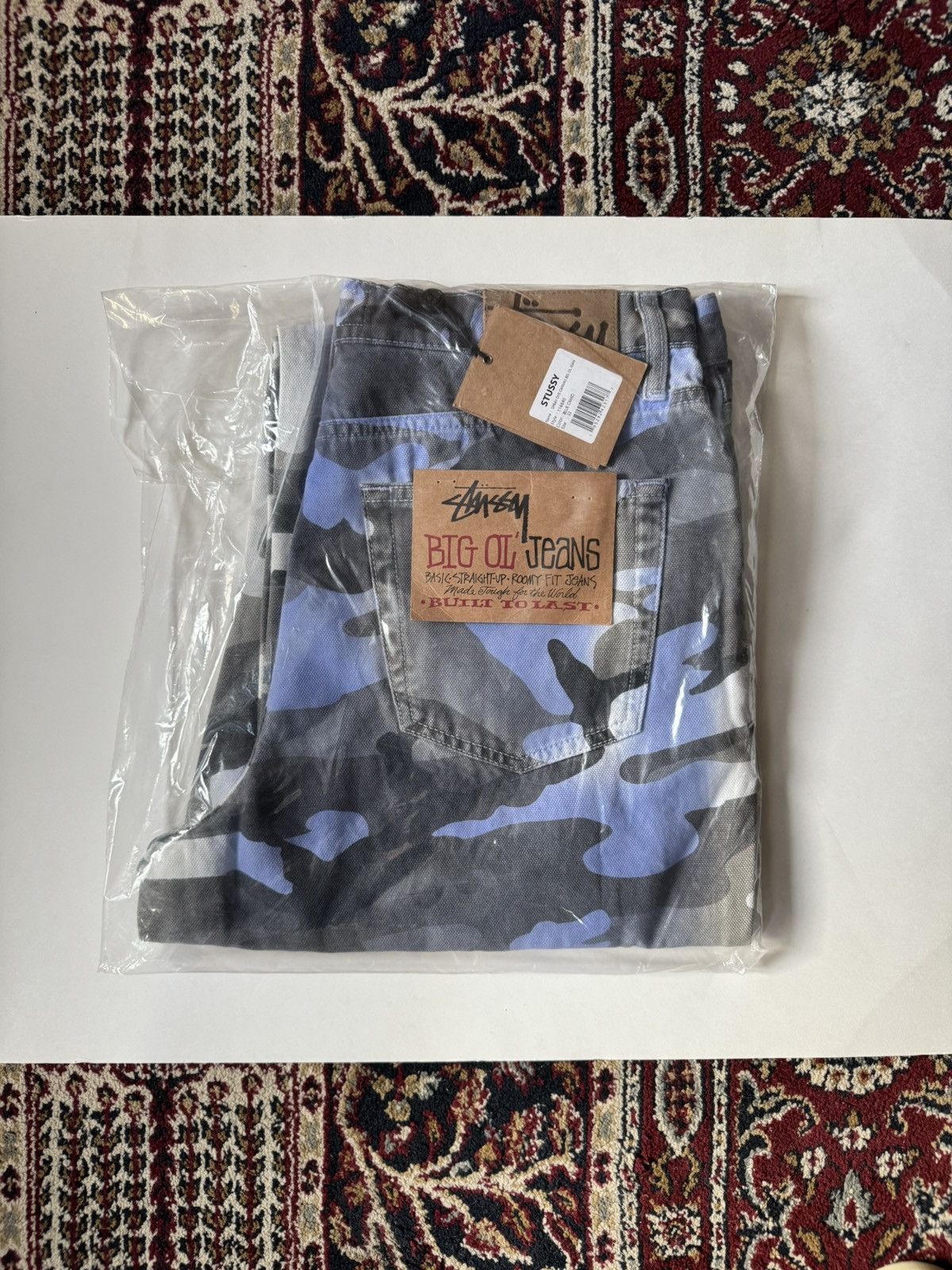 Stussy Spray Dye Canvas Big Ol Jean Blue Camo
