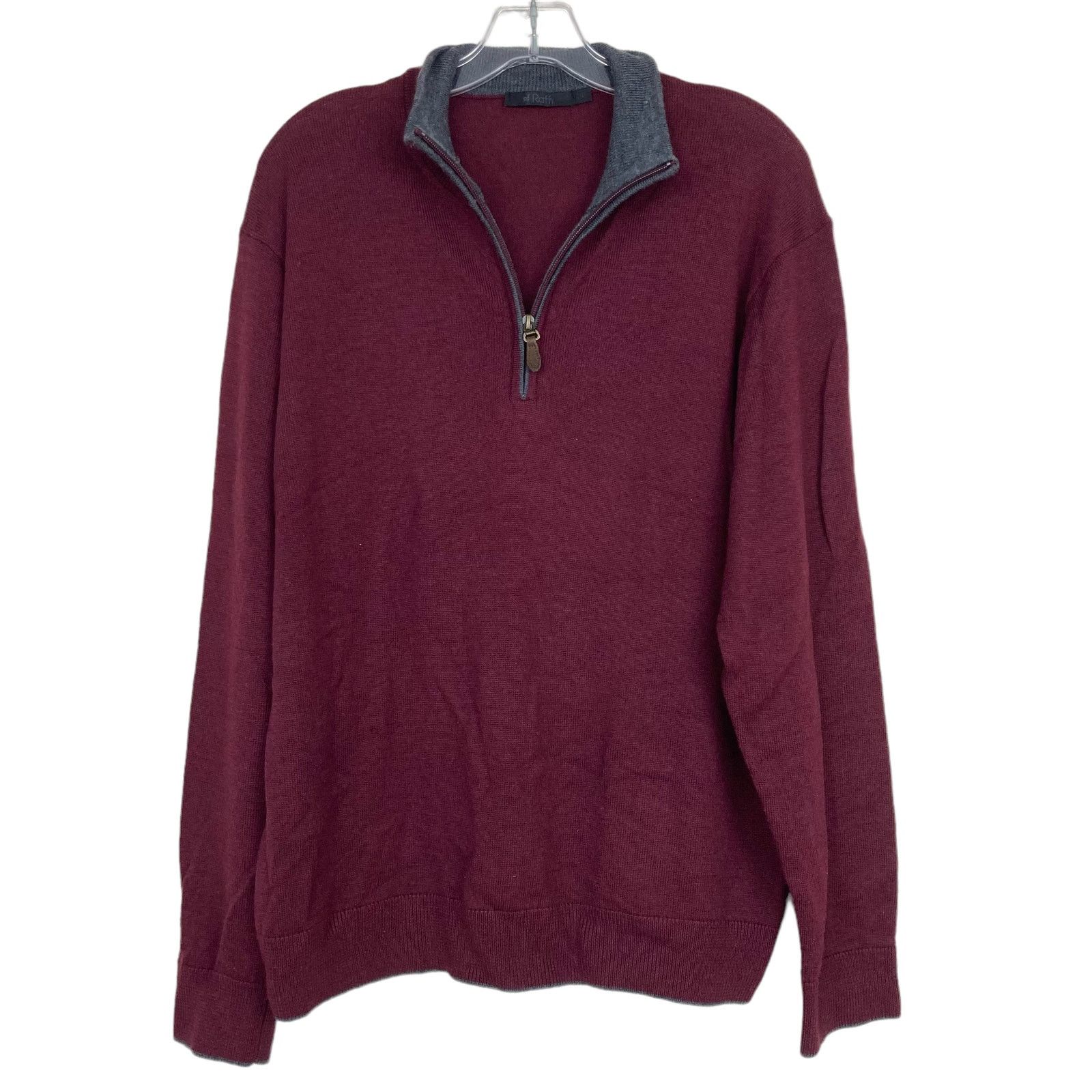 Raffi Raffi Maroon 100% Merino Wool Quarter Zip Sweater Sz L Size US L / EU 52-54 / 3 - 5 Thumbnail