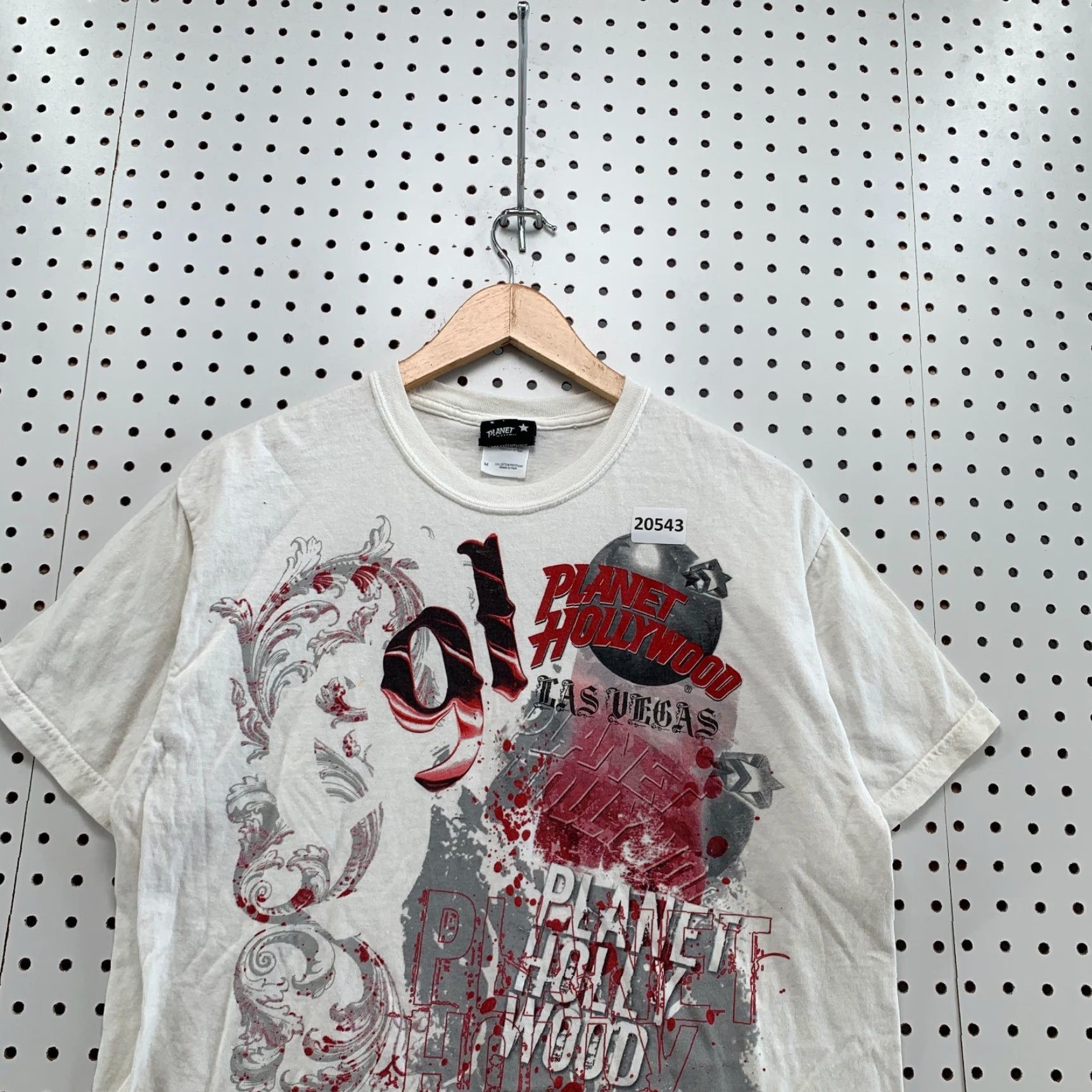 Planet Hollywood VINTAGE Planet Hollywood Graphic T-Shirt White Red Adult Medium Gothic Mens Size US M / EU 48-50 / 2 - 2 Thumbnail