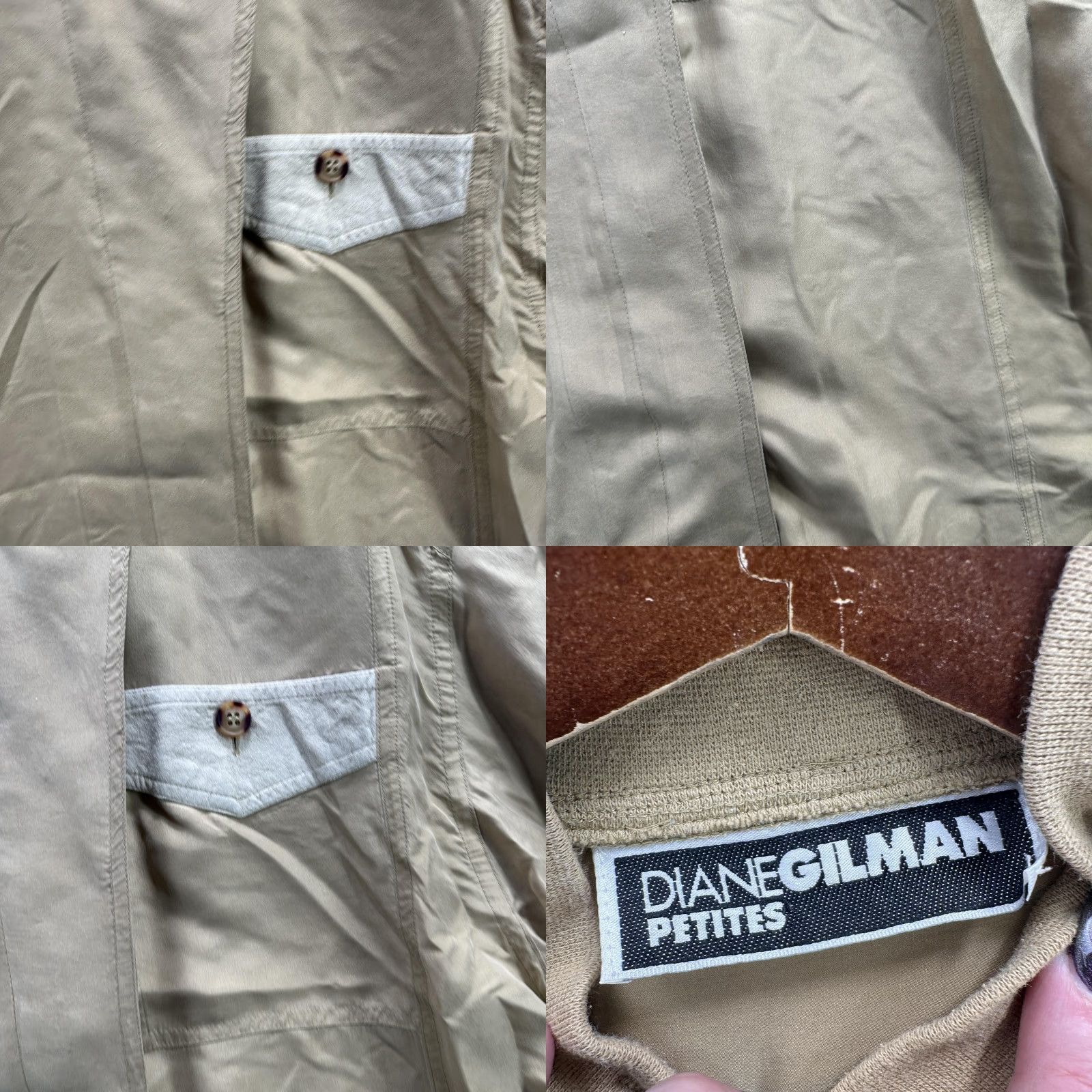 Vintage Diane Gilman Shirt Womens Petite Khaki Band Collar Long Sleeve Asymmetric Pocket L Beige Mock Neck Button-Up Size L / US 10 / IT 46 - 8 Thumbnail