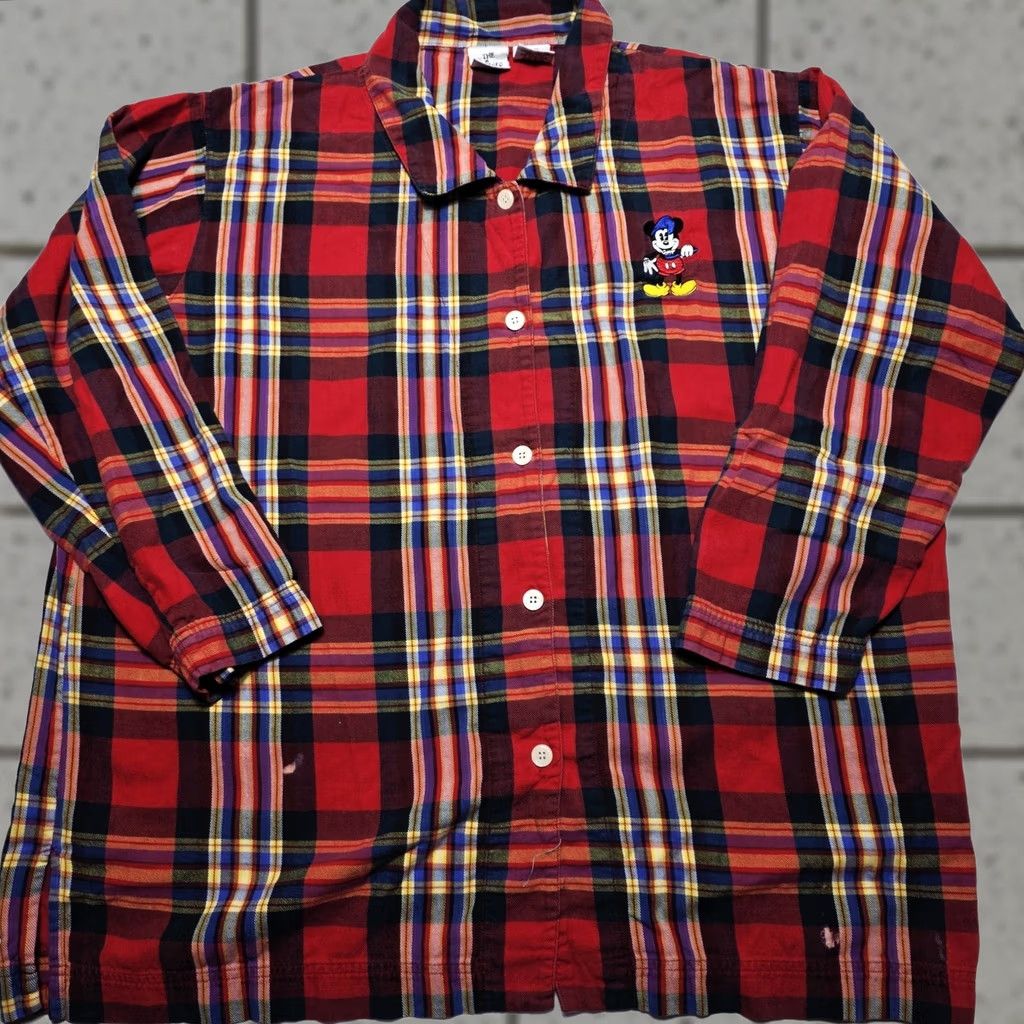 Disney Disney Top Women’s L/XL Red Plaid Mickey Mouse Sleep Wear VTG Buttons Knit Cotton 3/4 Sleeve Collared Shirt Pajama Nightwear Nightwear Disney Store Size XL / US 12-14 / IT 48-50 - 1 Thumbnail
