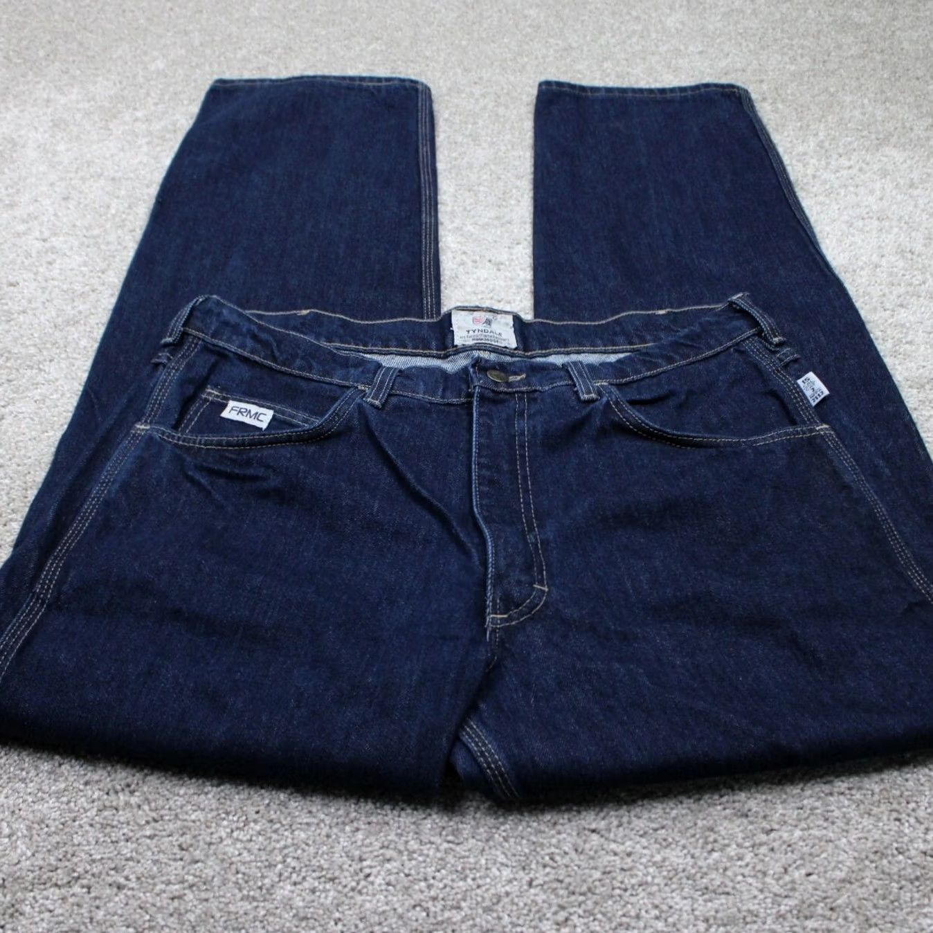 Vintage Tyndale FR Jeans Mens 35x34 Blue 5-Pocket Flame-Resistant Denim Workwear Jeans FRMC FLF 800 Flame Resistant Workwear Size US 35 - 2 Thumbnail