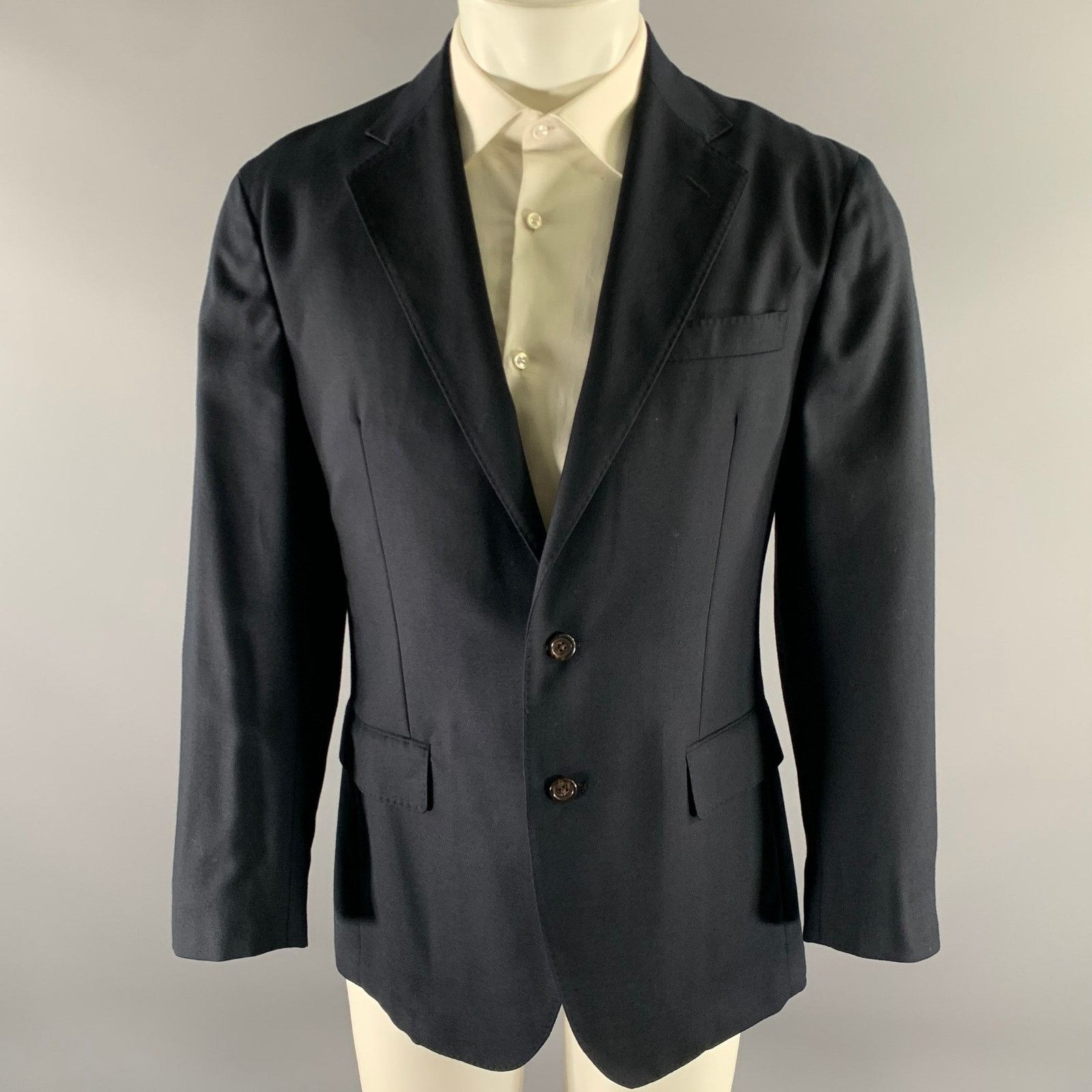 Other POLO Size 40 Navy Solid Wool Notch Lapel Sport Coat Size 40R - 1 Thumbnail