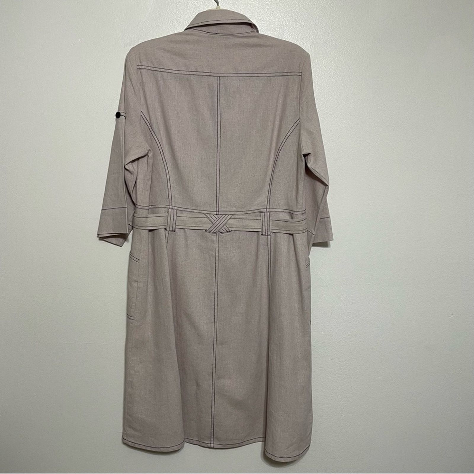Other Ambiance Apparel Tan Linen Blend Shirt Dress 10 Size L / US 10 / IT 46 - 2 Thumbnail