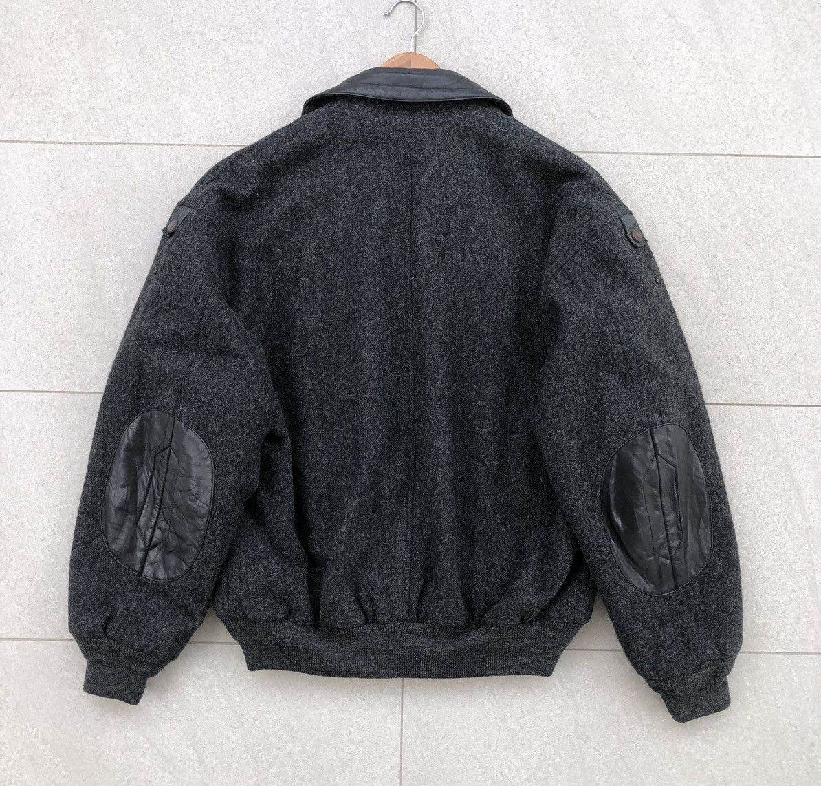 Bill Blass VTG Bill Blass Collar Elbow Patch Leather Wool Bomber Jacket Size US L / EU 52-54 / 3 - 4 Thumbnail