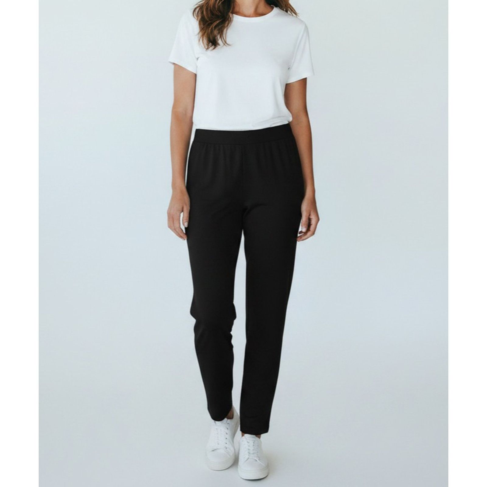 Eileen Fisher EILEEN FISHER Black Stretch Slim Ankle Pull On Pants Size S Size 31" - 1 Thumbnail