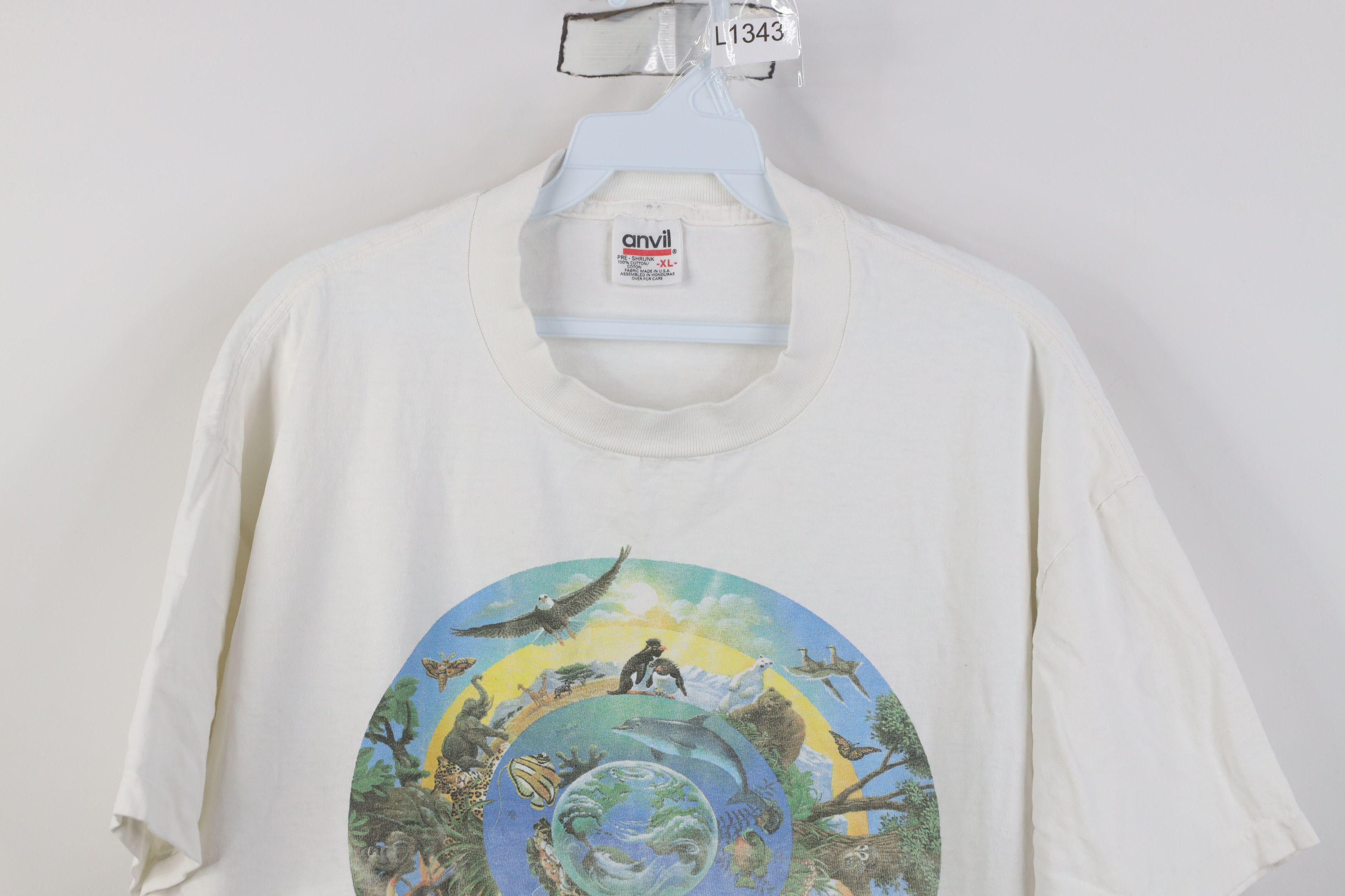 Vintage Vintage 90s Streetwear Humanitees Earth Day Planet T-Shirt Size US XL / EU 56 / 4 - 2 Thumbnail