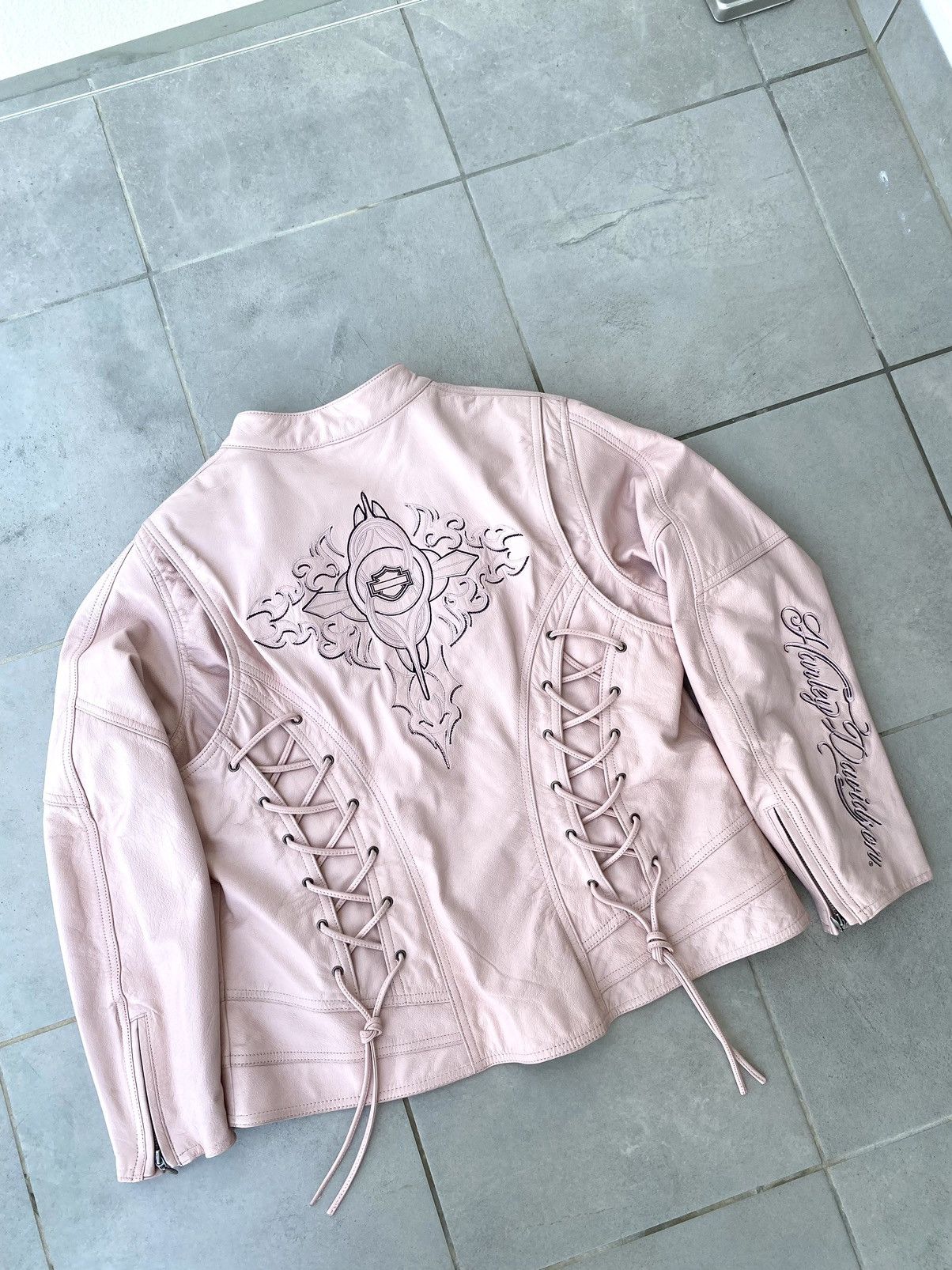 Womens Pink Leather Jacket Harley Davidson