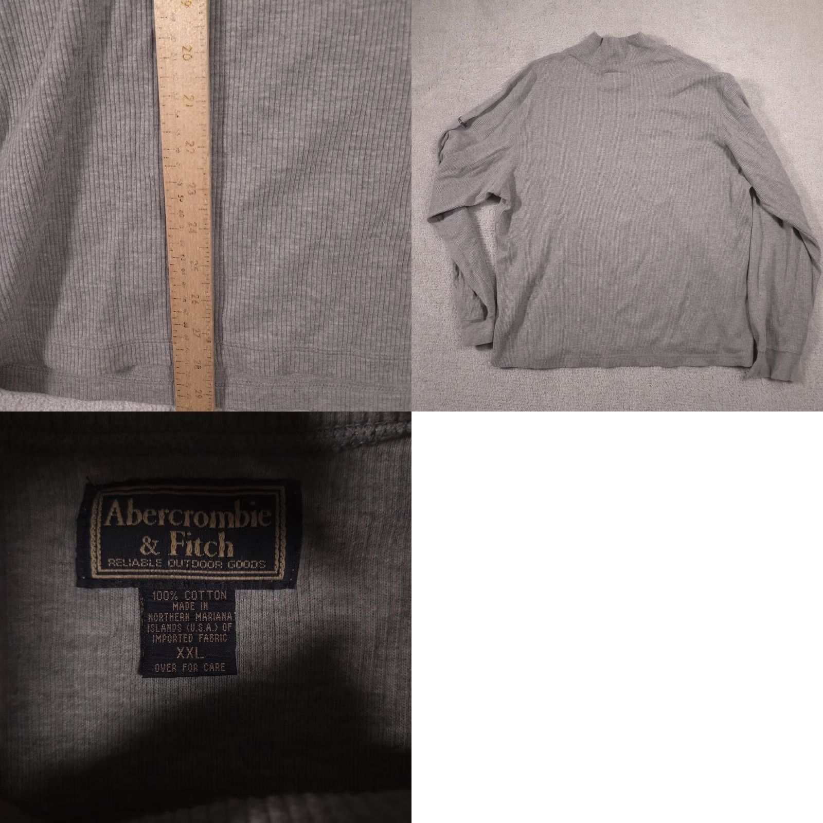 Abercrombie & Fitch Abercrombie & Fitch Sweater Mens 2XL Gray Ribbed Knit Raglan Sleeve Mock Neck Size US XXL / EU 58 / 5 - 8 Thumbnail