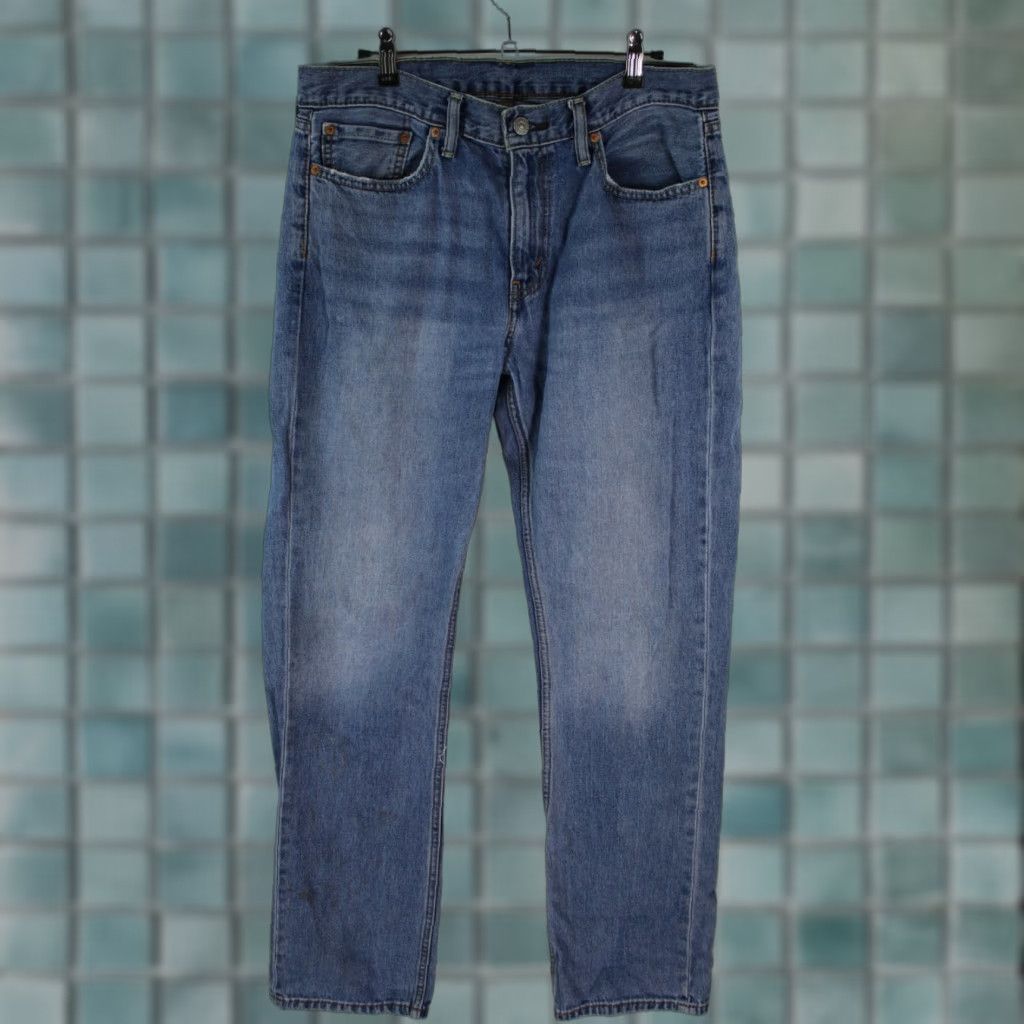 Vintage Levis Mens Solid Straight Jeans Casual Blue Denim 33X32 Regular Fit Size US 34 / EU 50 - 1 Thumbnail