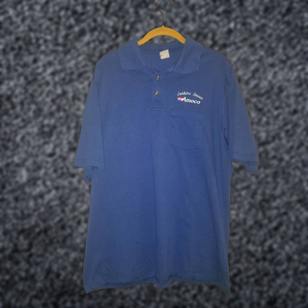 Red Kap VINTAGE Mens Large L JENKIN'S AMOCO Pocket Polo Employee Work Shirt Size US L / EU 52-54 / 3 - 1 Thumbnail