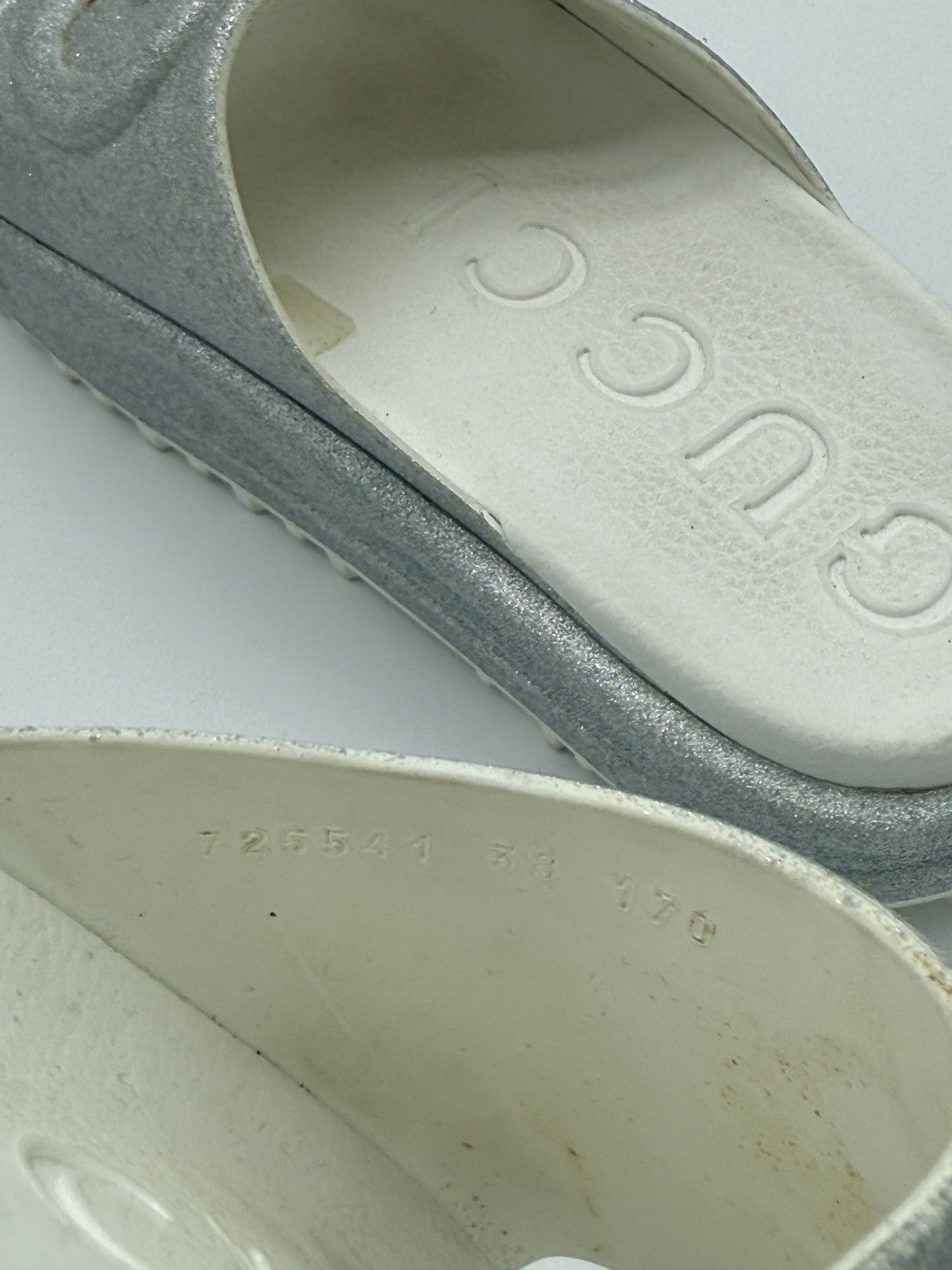 Gucci Silver Glitter Gucci Platform Slides Size US 8 / IT 38 - 9 Thumbnail