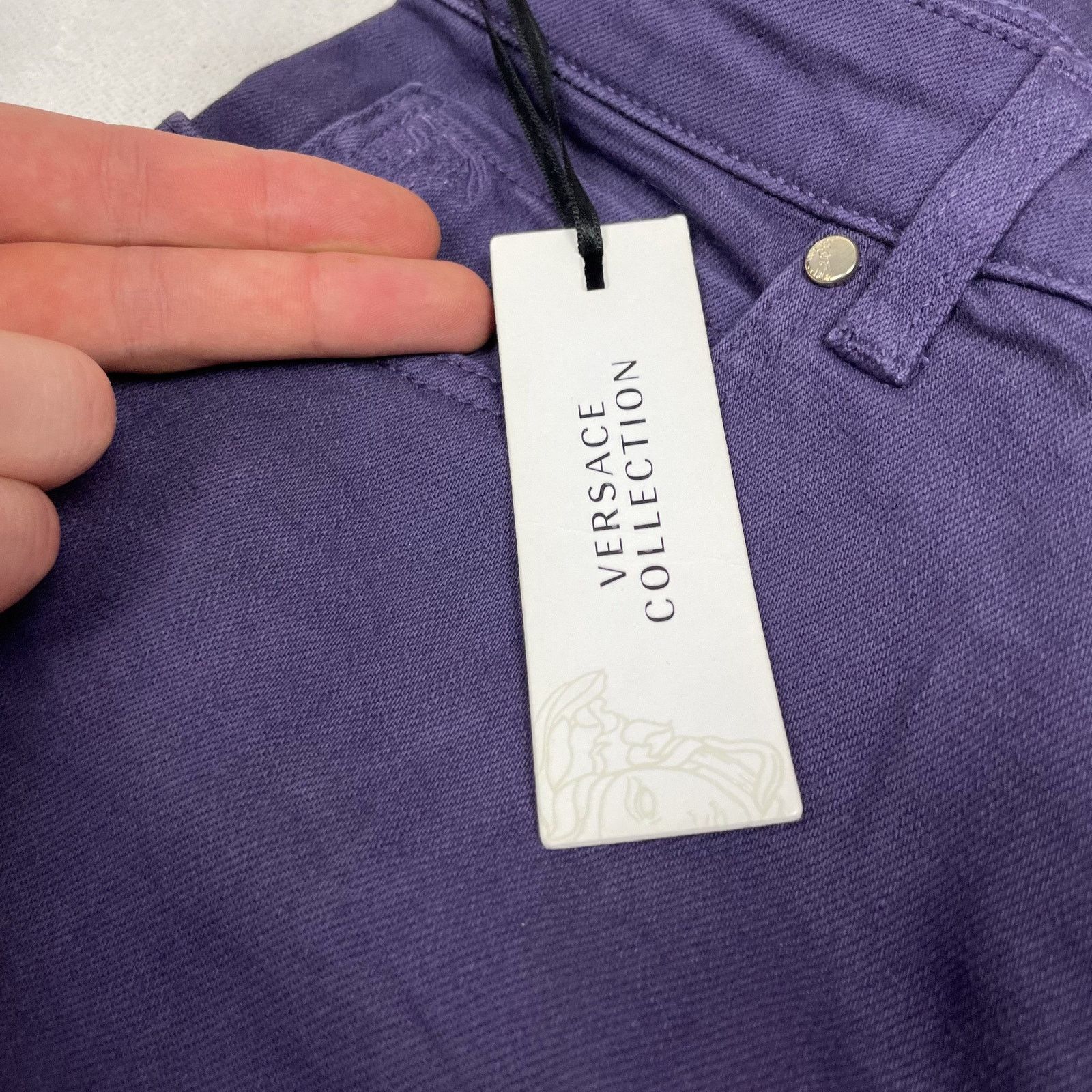 Versace Versace Women's Purple Denim Beaded Slim Fit Skinny Jeans 27 Size 27" / US 4 / IT 40 - 7 Thumbnail