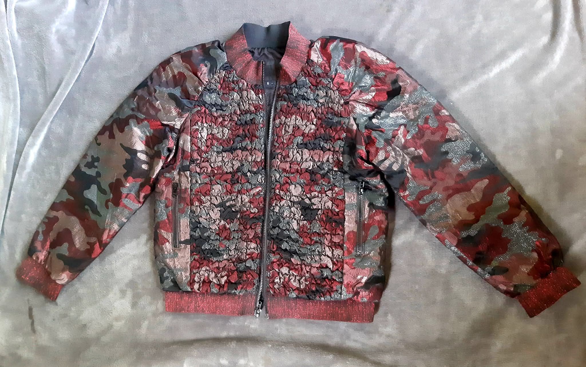Anna Sui Anna Sui Bomber Jacket Black Maroon Camouflage 1990s Size S / US 4 / IT 40 - 1 Thumbnail