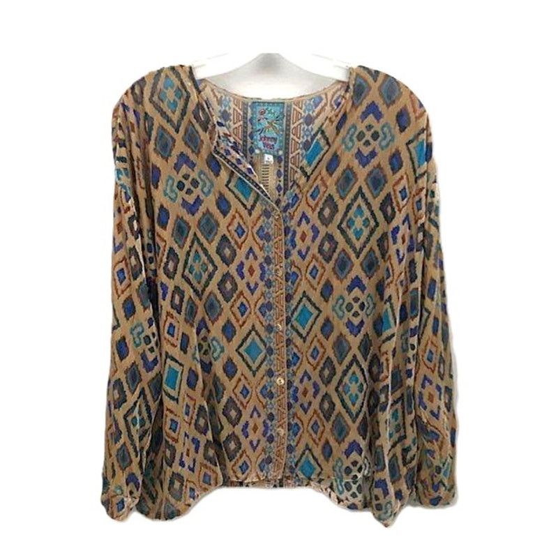 Johnny Was Johnny Was Multicolor Ikat Silk Blend Sheer Blouse S Size S / US 4 / IT 40 - 2 Thumbnail