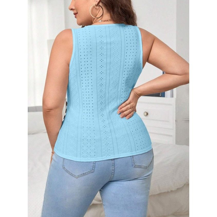 Shein Shein Curve Womens Plus Size Tank Top Eyelet Wrap Side Butto Size 3XL / US 20-22 - 6 Thumbnail