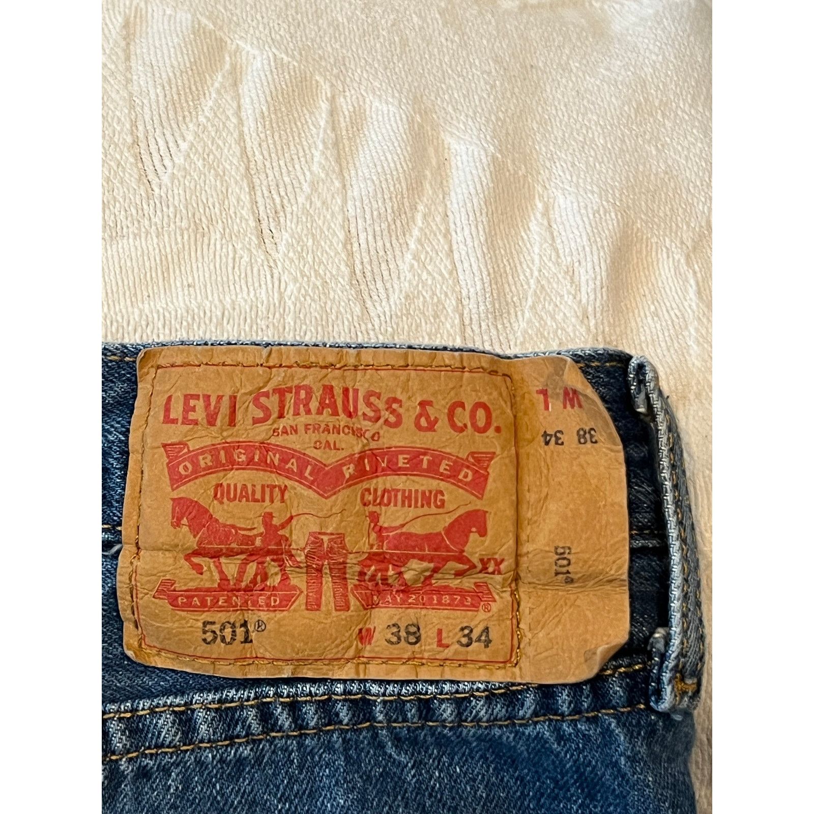 Levi's Levi's 501 Classic Straight Leg Jeans Light Blue Mens 38x34 Size US 38 / EU 54 - 3 Thumbnail