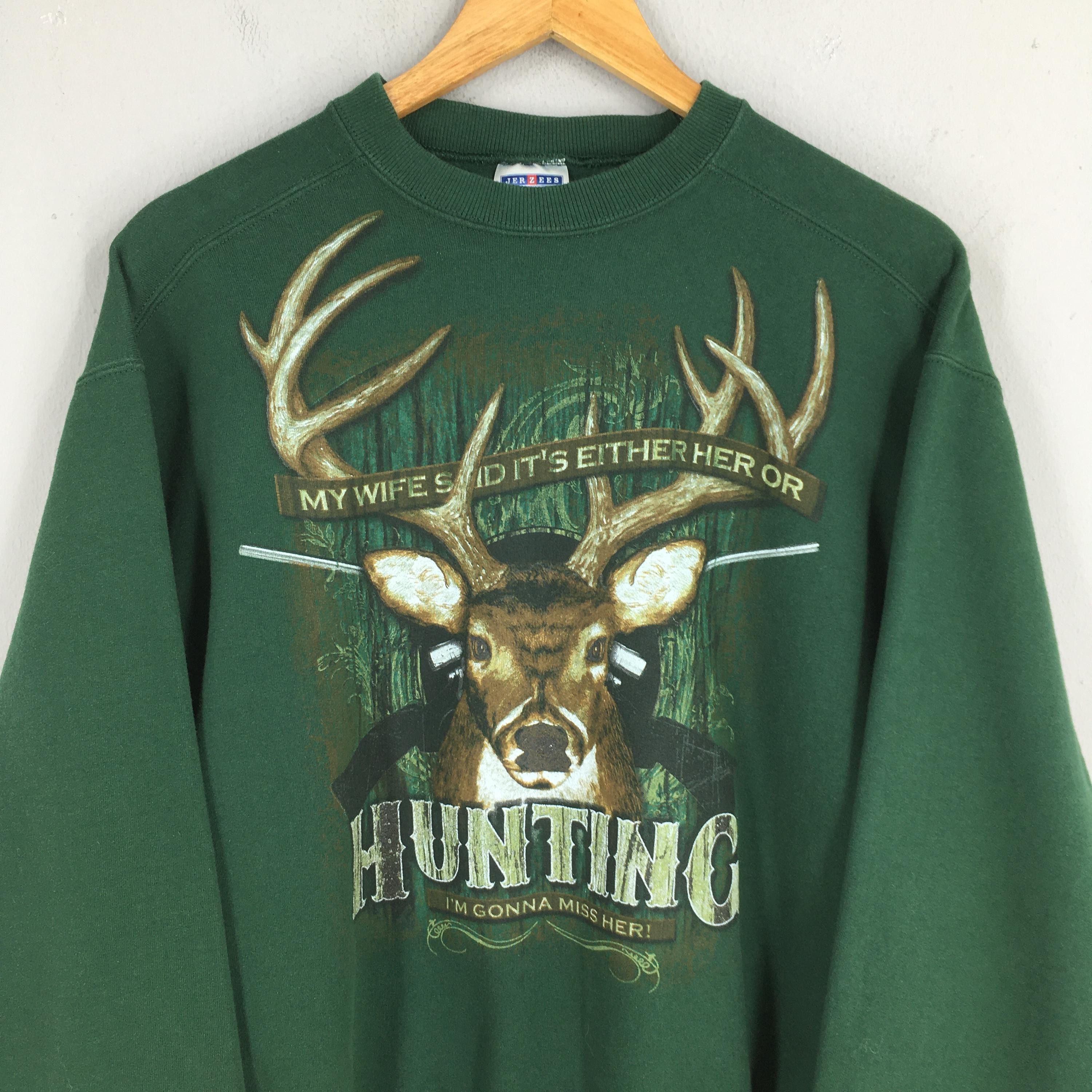 Jerzees Vintage Whitetail Deer Animal Sweatshirt Large Size US L / EU 52-54 / 3 - 2 Thumbnail