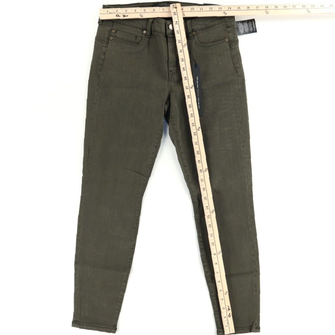 Vintage Liverpool Stretch Hugger Ankle Cotton Blend Canvas Jeans Green Women's 6 Size 28" / US 6 / IT 42 - 3 Thumbnail