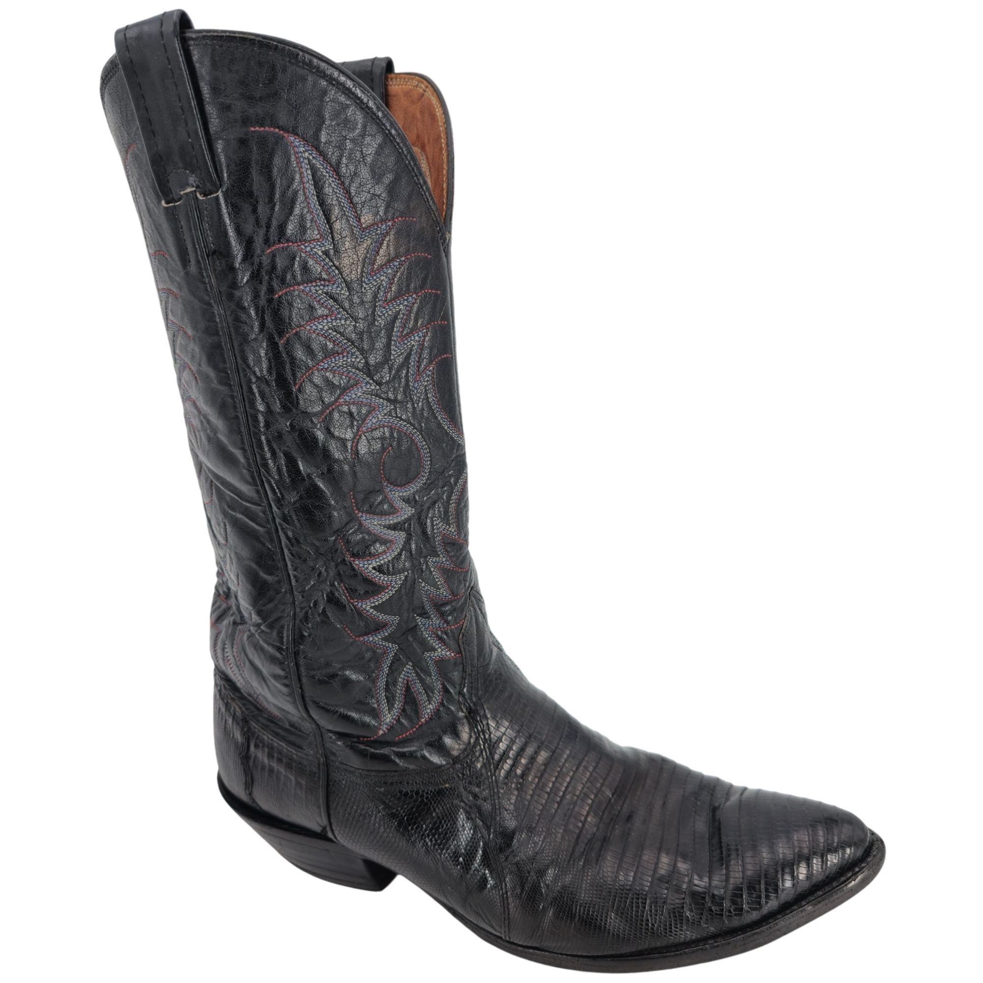 Vintage Nocona Exotic Black Teju Lizard Cowboy Boots Mens 10