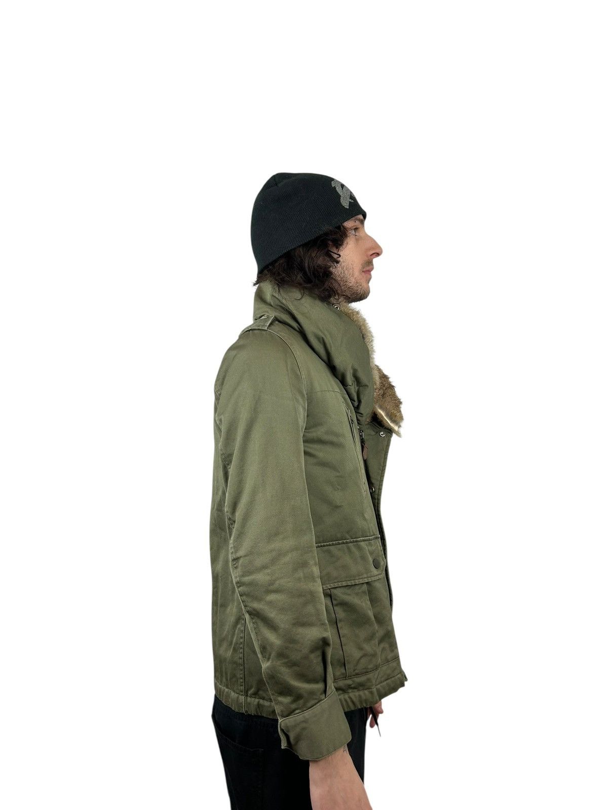 Japanese Brand 1990s Johnbull Rabbit Fur Line Asymmetrical Military Jacket Size US M / EU 48-50 / 2 - 3 Thumbnail