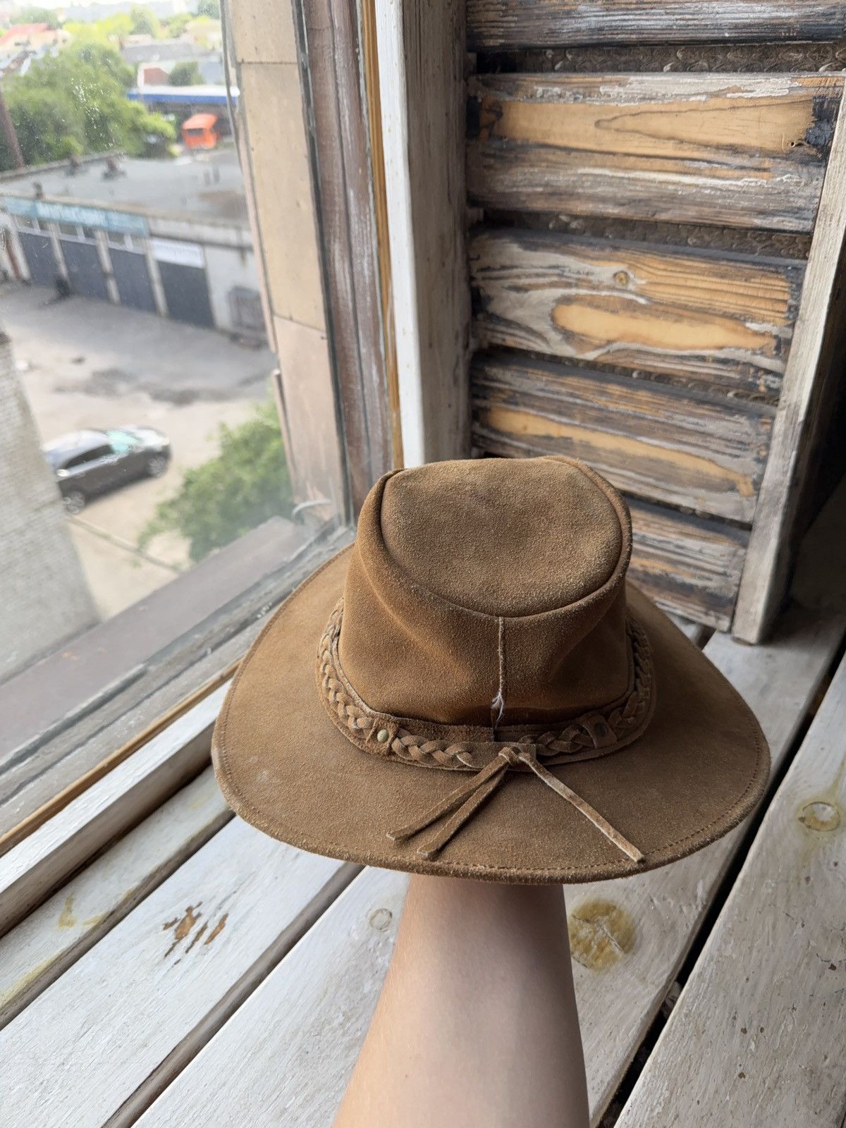 Cowboy Equipment × Leather × Vintage Vintage Retro 90s Suede Leather Cowboy Hat Braided Band L Size ONE SIZE - 5 Thumbnail