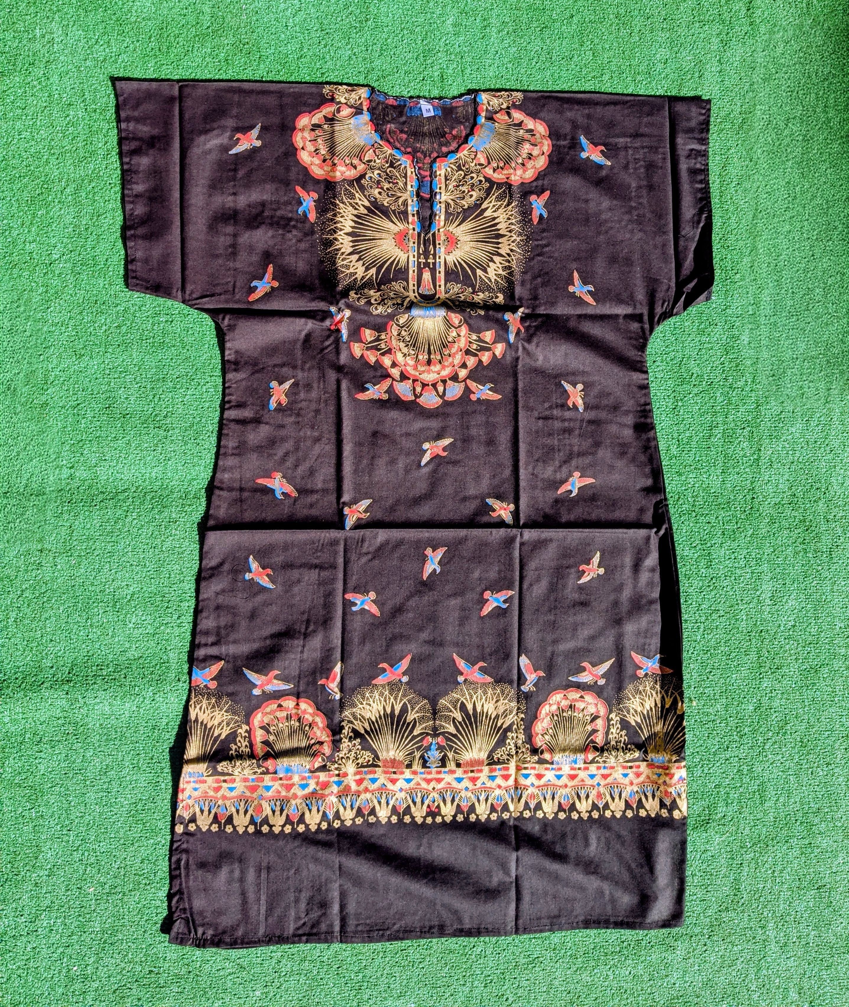 Other Retro Kaftan Goddess Cleopatra Ankh Birds Cotton Dress Size M / US 6-8 / IT 42-44 - 5 Thumbnail