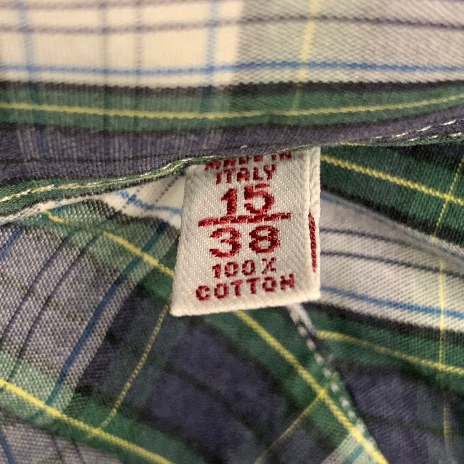 Michael Bastian Navy White Green Plaid Cotton Roll Tab Long Sleeve Shirt Size US S / EU 44-46 / 1 - 6 Thumbnail