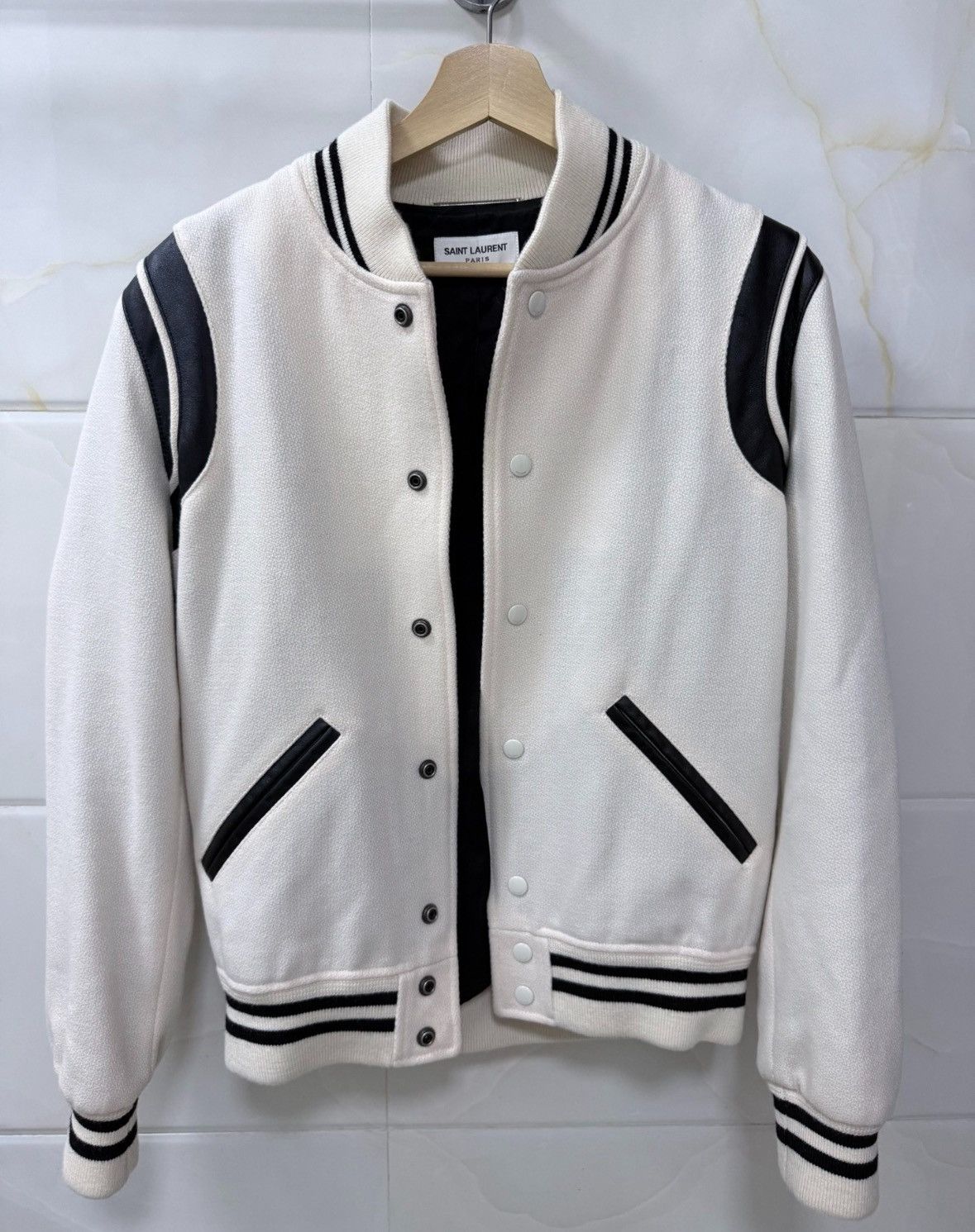 Saint Laurent Paris Saint Laurent Paris 22fw white wool patchwork Teddy jacket Size US S / EU 44-46 / 1 - 1 Thumbnail