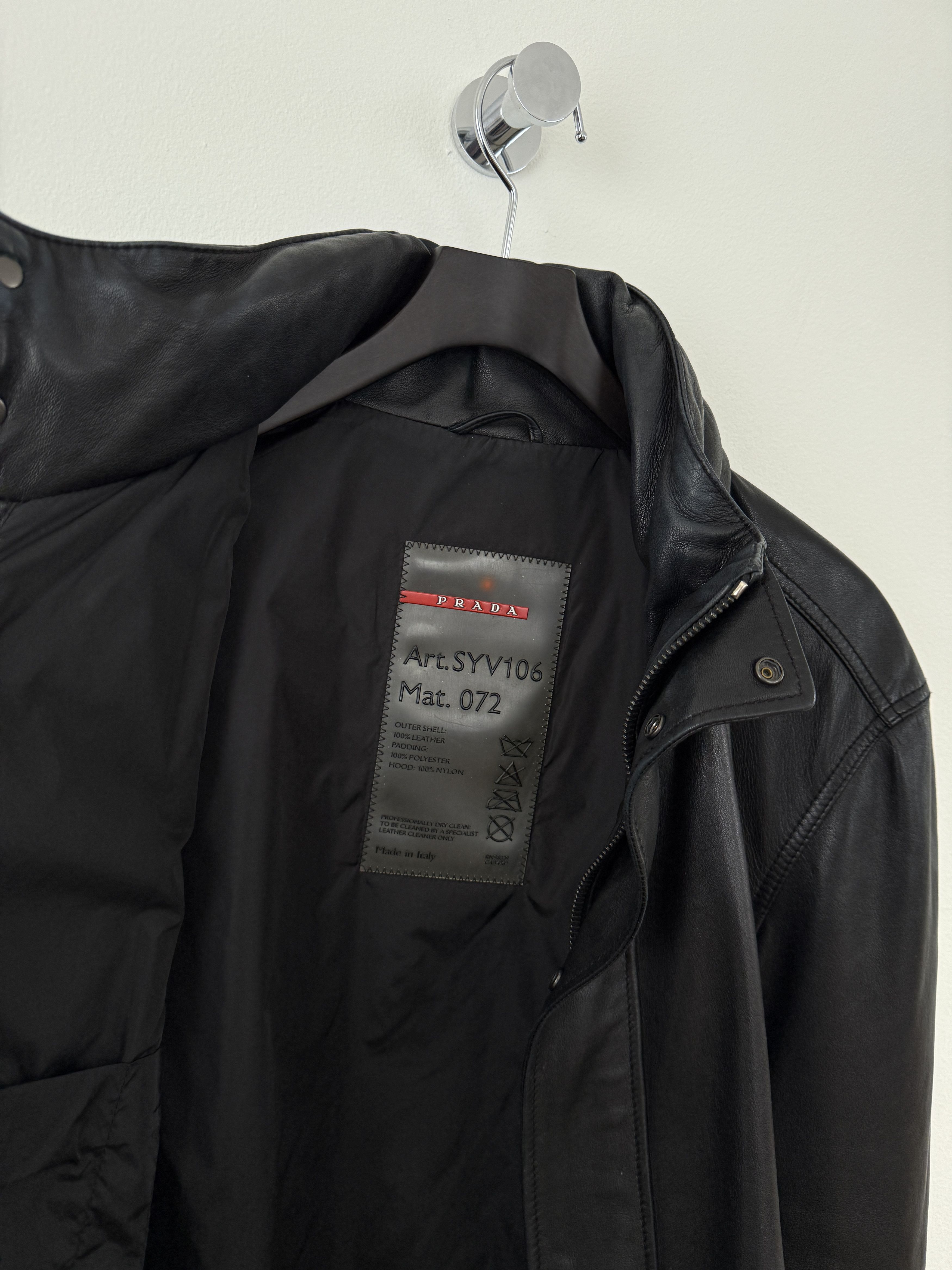 Prada 2000s Leather Moto Jacket Size US L / EU 52-54 / 3 - 13 Thumbnail