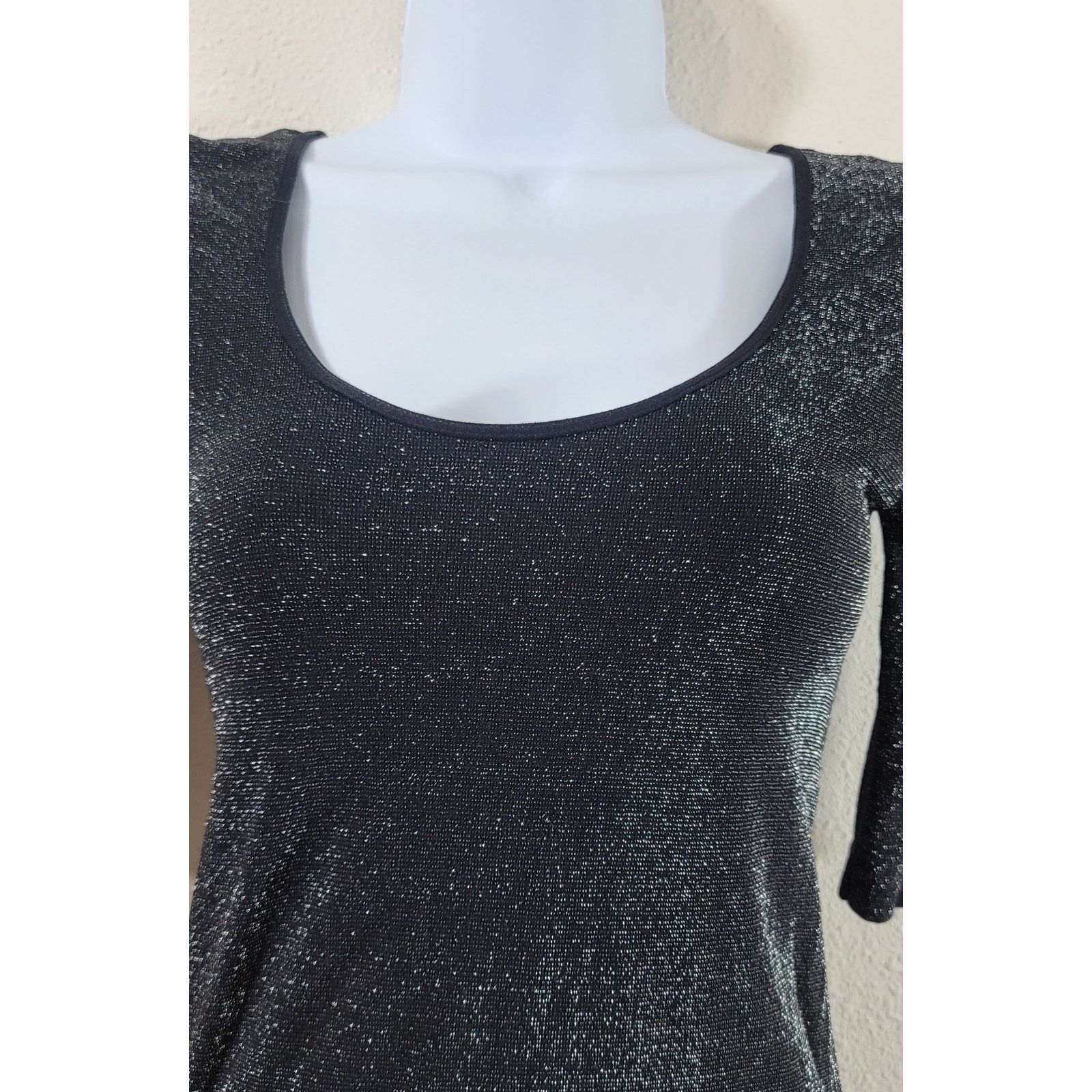 Other Tees By Tina Black Sparkle Ballet Sleeve Top One Size Soft Size ONE SIZE - 2 Thumbnail