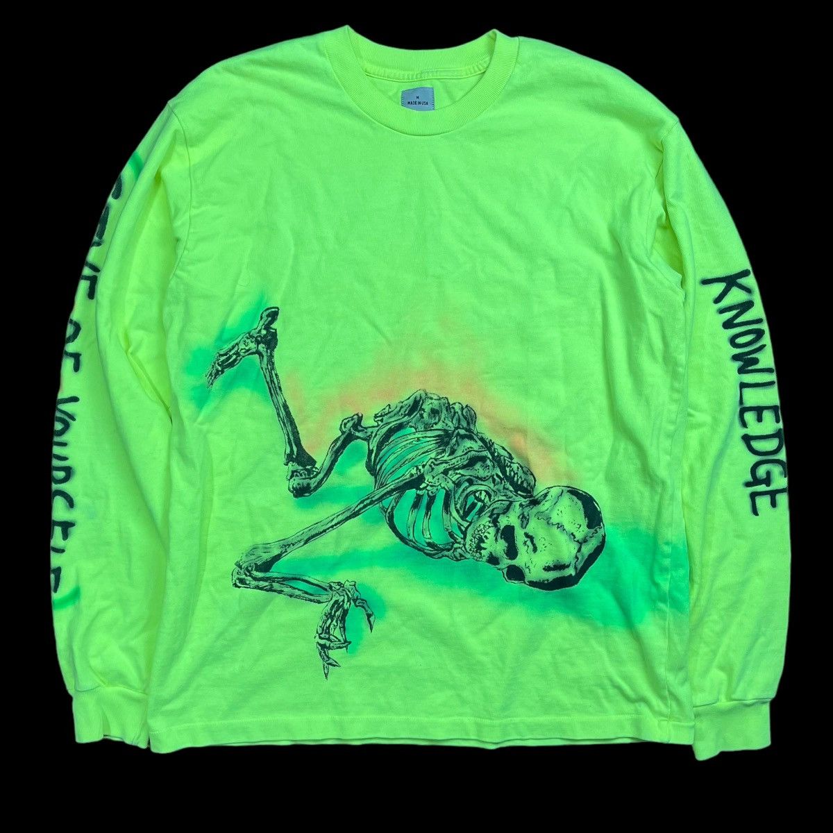 Kanye West Yeezy Wes Lang Skeleton L/S Tee Frozen Yellow Size L