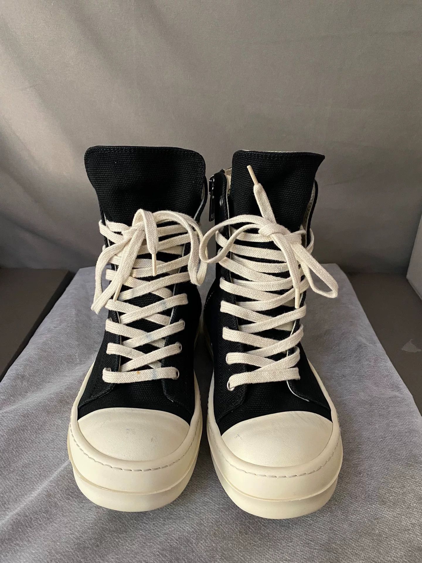 Rick Owens rick owens high-top black canvas sneakers Size US 5.5 / EU 38 - 2 Thumbnail