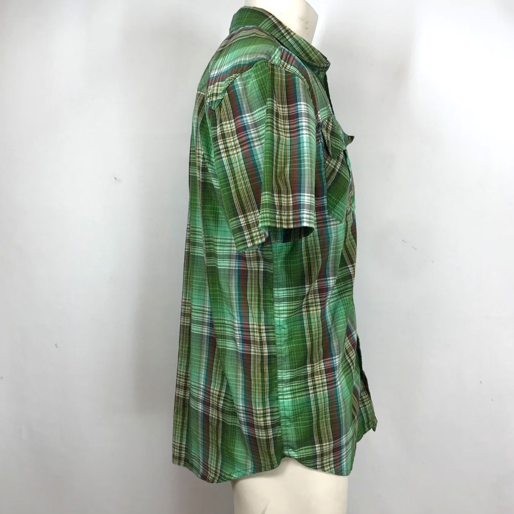 Prana prAna MEN'S M GREEN PLAID SHORT SLEEVE COLLARED BUTTON ORGANIC COTTON Shirt Size US 31 - 4 Thumbnail